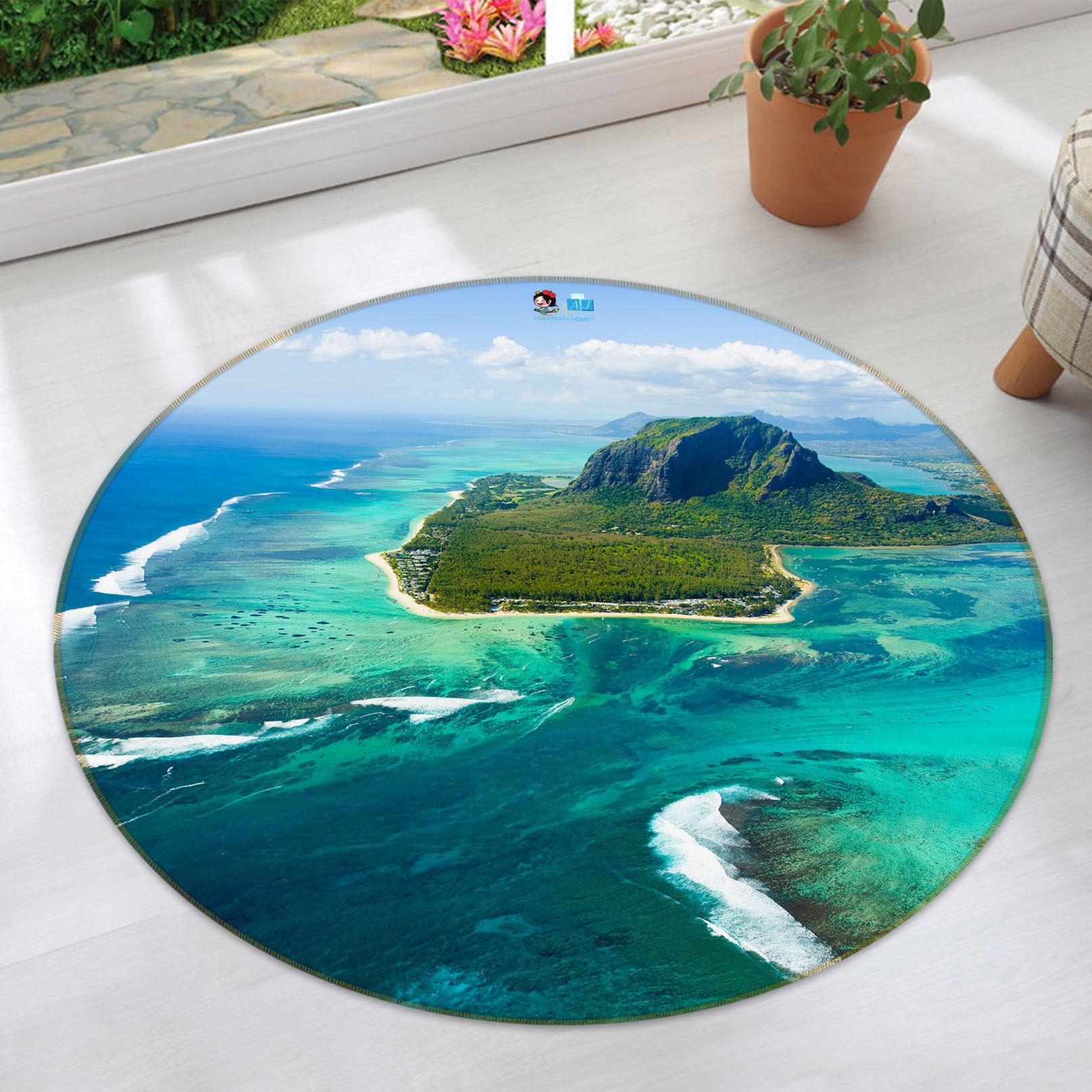 3D Sea Island 69168 Round Non Slip Rug Mat
