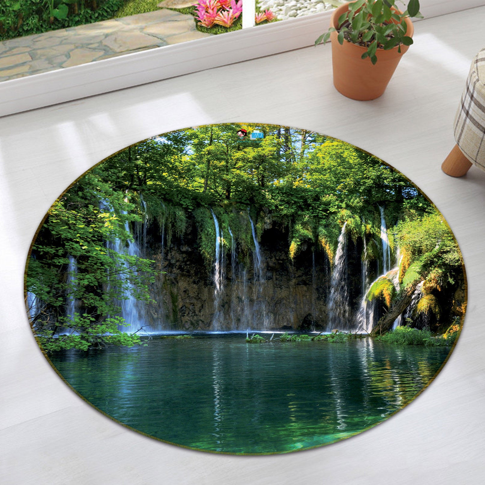 3D Lake Water 72056 Round Non Slip Rug Mat