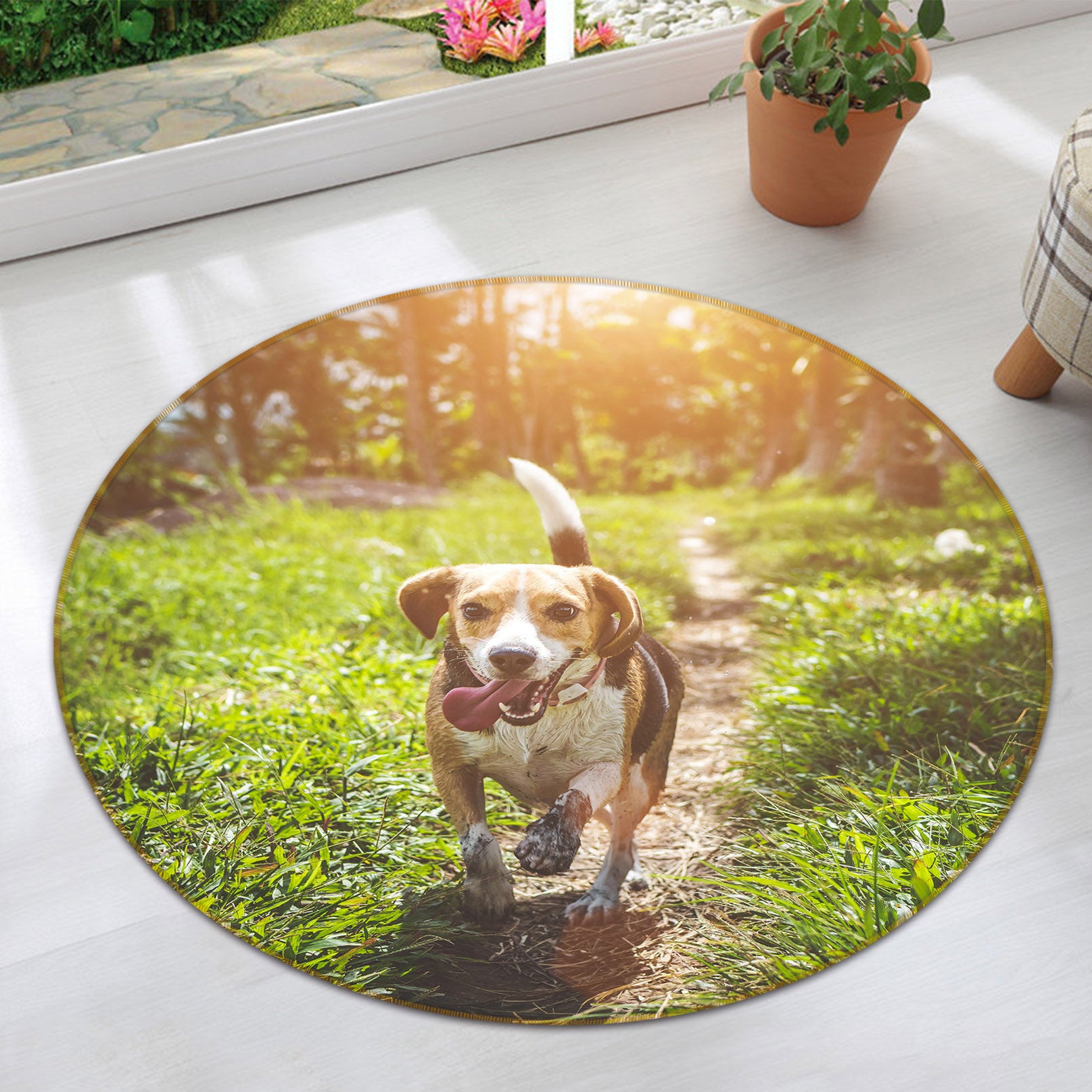 3D Dog 38068 Animal Round Non Slip Rug Mat