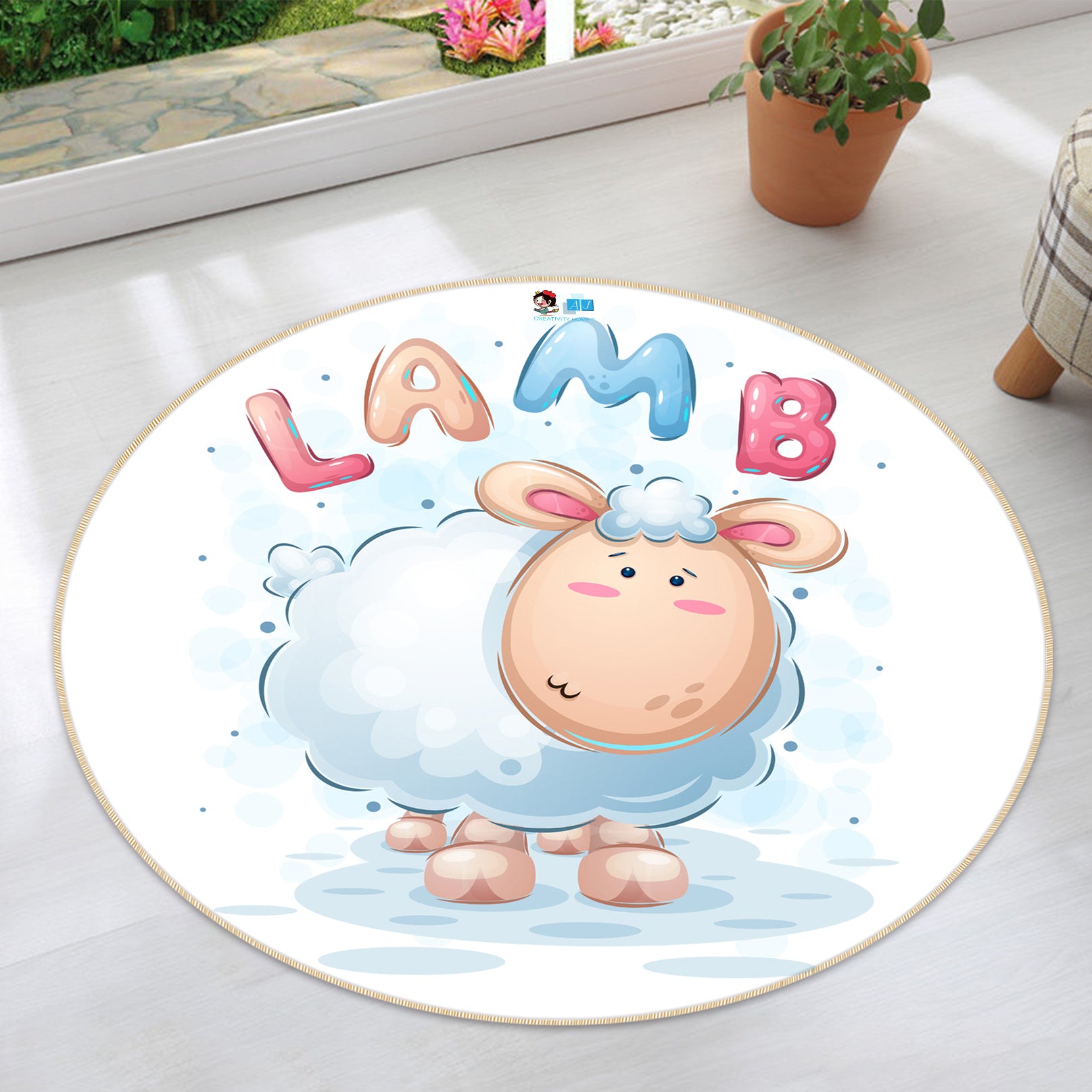 3D Sheep 81101 Round Non Slip Rug Mat