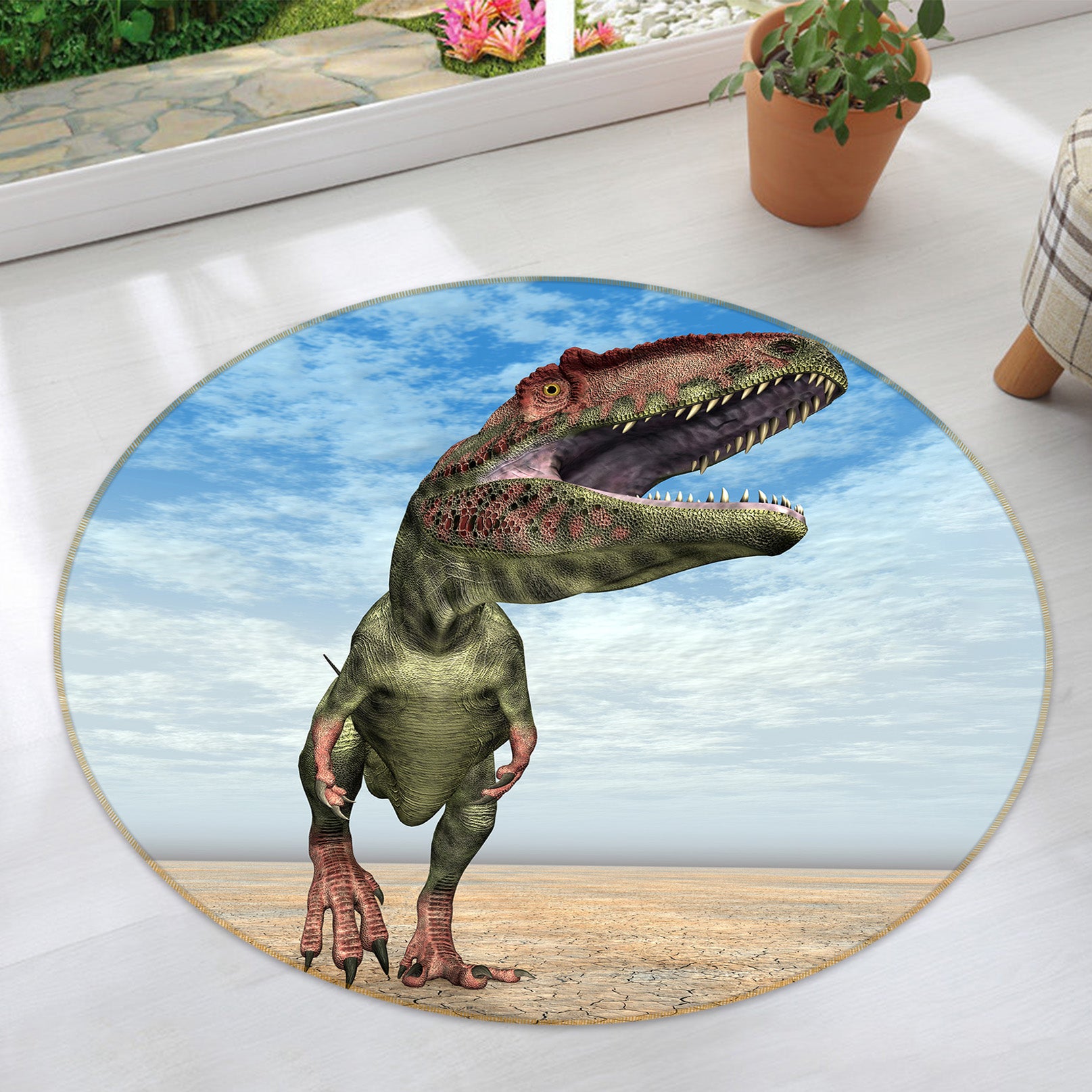 3D Dinosaur 38041 Animal Round Non Slip Rug Mat