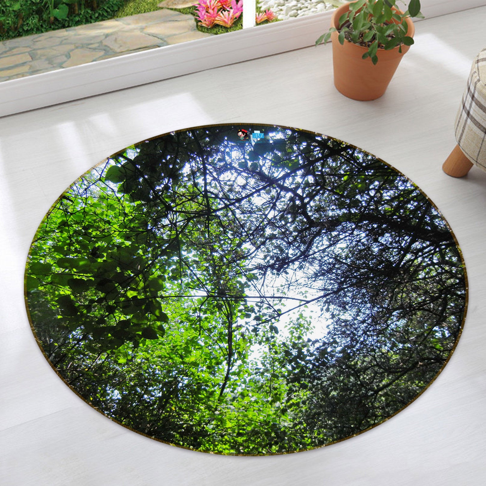 3D Tree Branches 74071 Round Non Slip Rug Mat