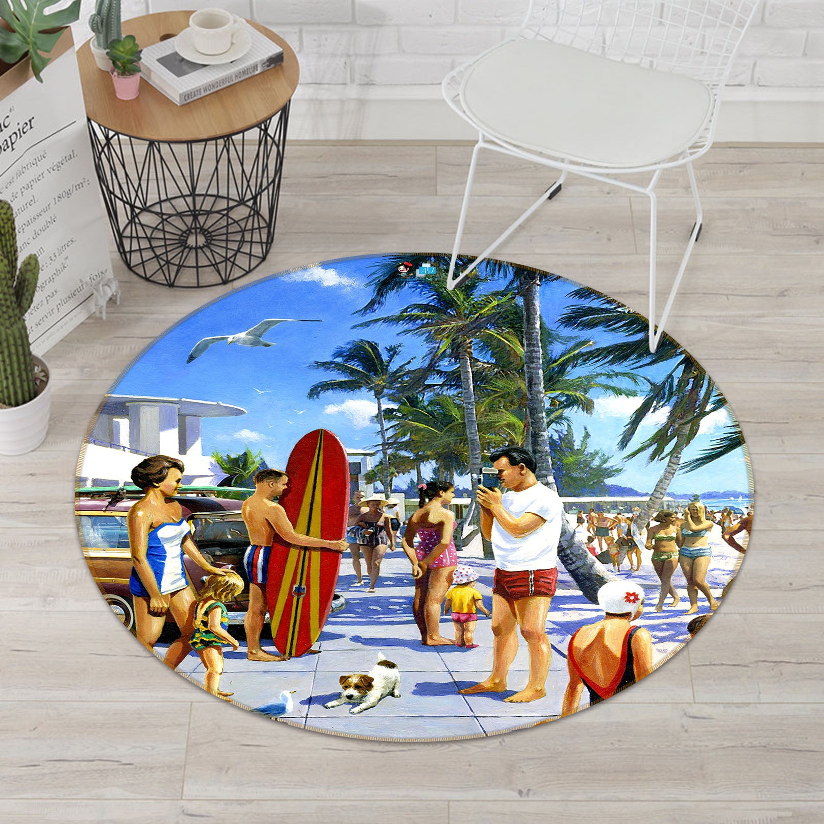 3D Seaside Photoshoot 062 Kevin Walsh Rug Round Non Slip Rug Mat