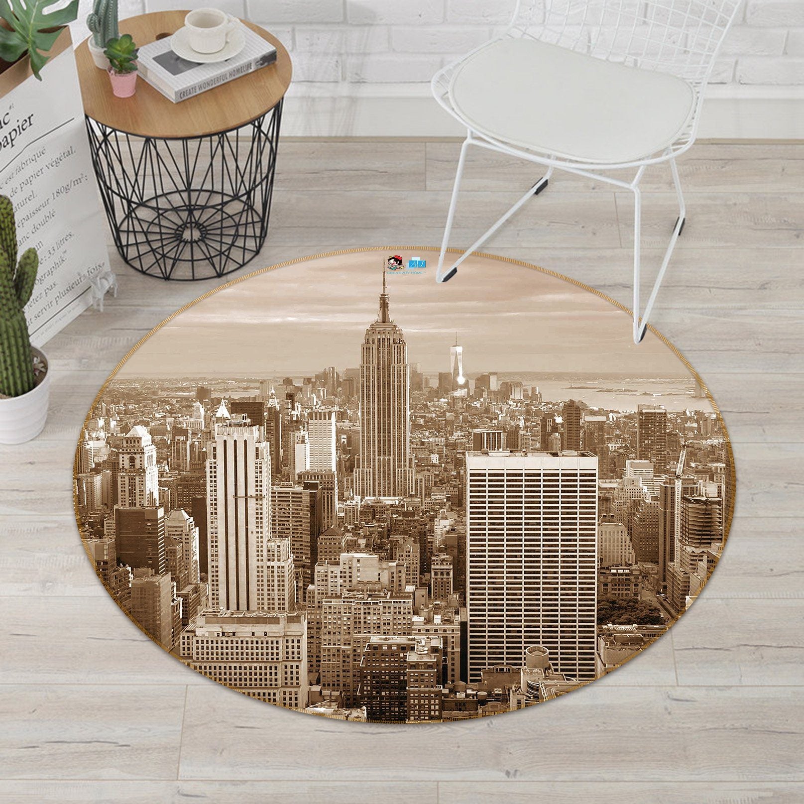 3D Gray City 191 Round Non Slip Rug Mat Mat AJ Creativity Home