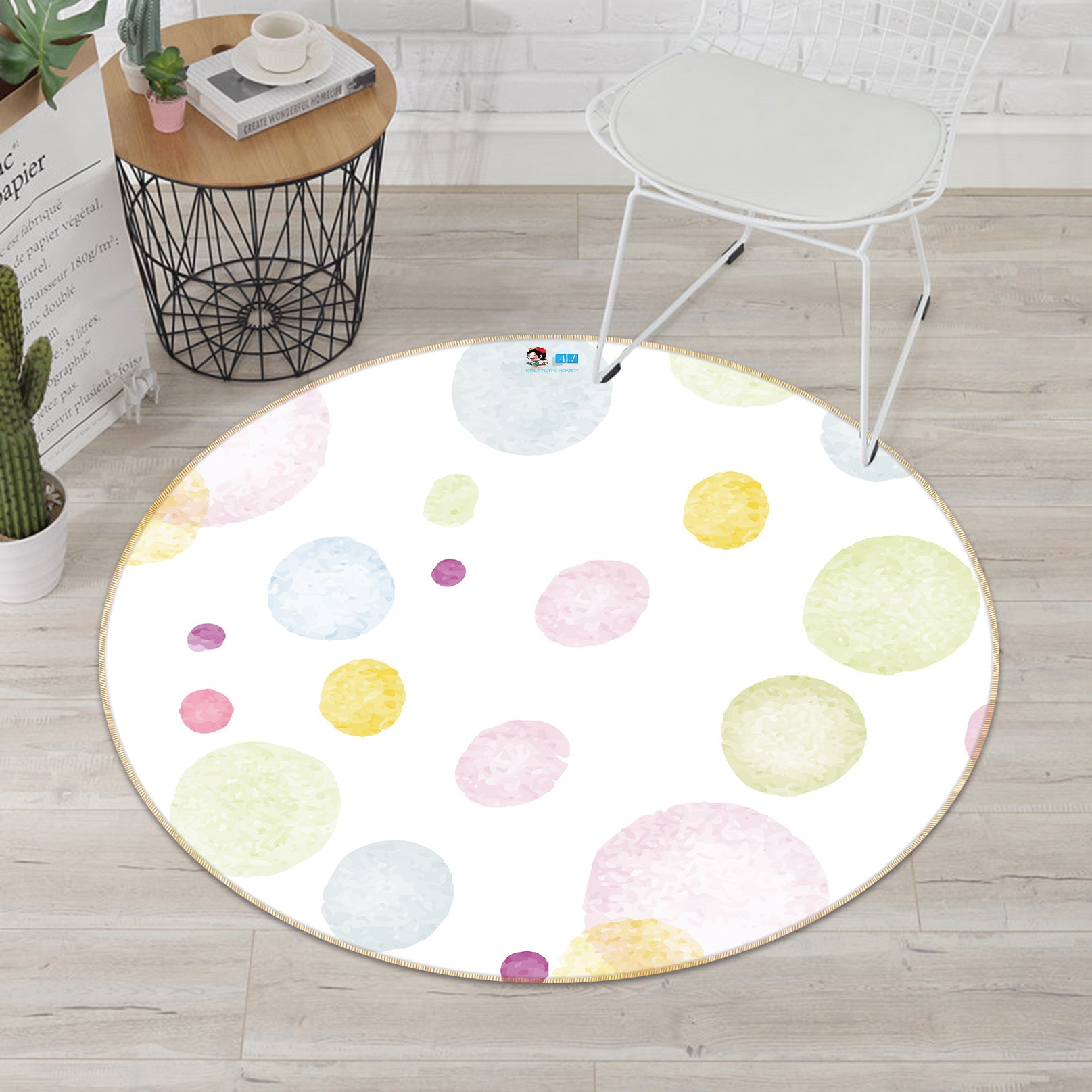 3D Color Circle 64077 Round Non Slip Rug Mat
