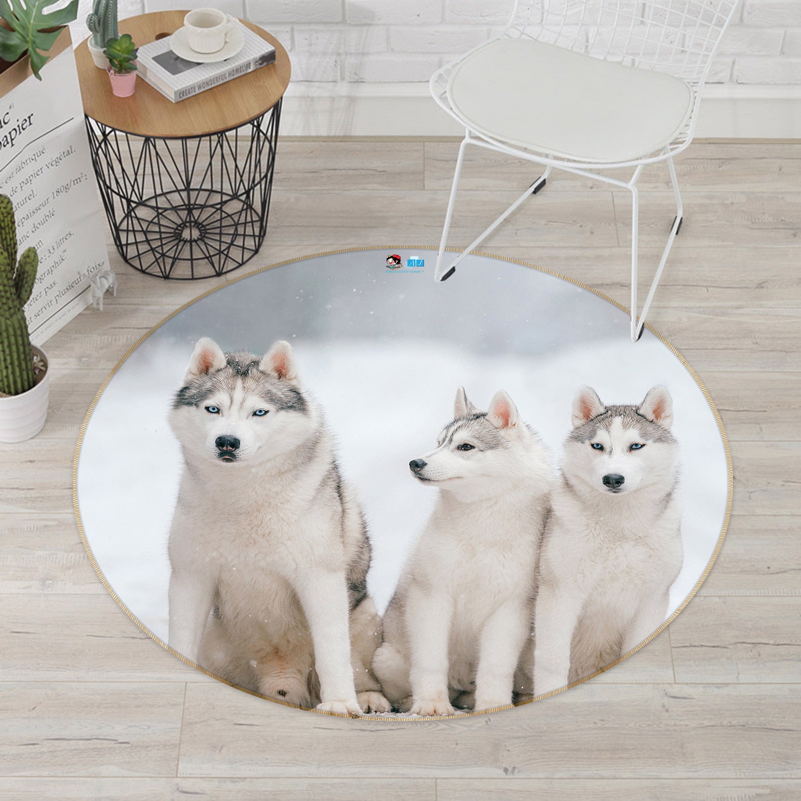 3D Huskys 81191 Round Non Slip Rug Mat
