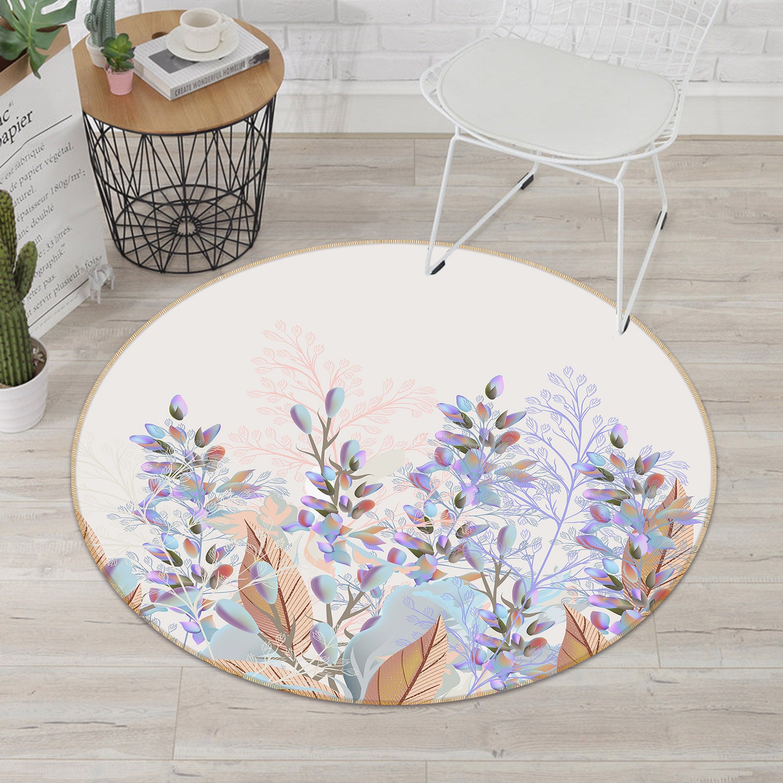 3D Flowers 29006 Round Non Slip Rug Mat