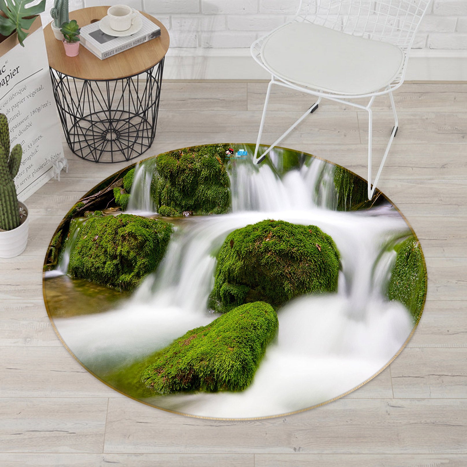 3D Waterfall 80282 Round Non Slip Rug Mat
