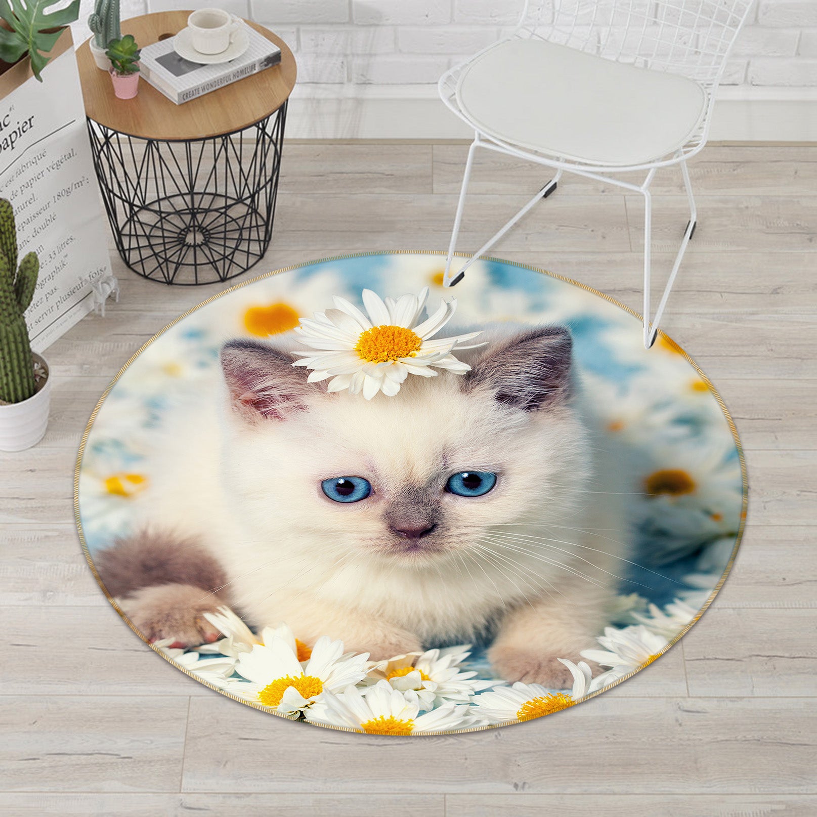 3D Kitten 29011 Round Non Slip Rug Mat