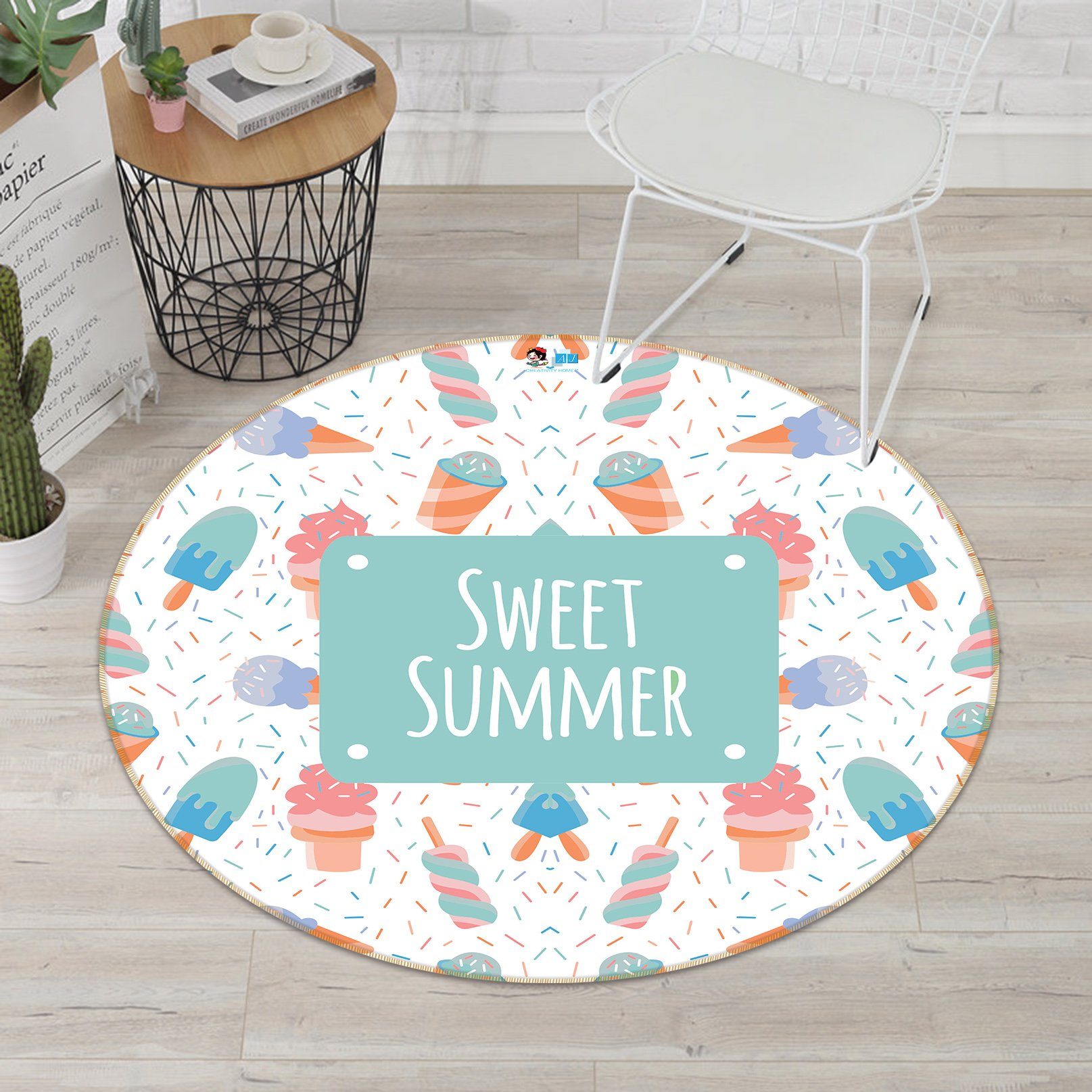 3D Ice cream Pattern 155 Round Non Slip Rug Mat Mat AJ Creativity Home