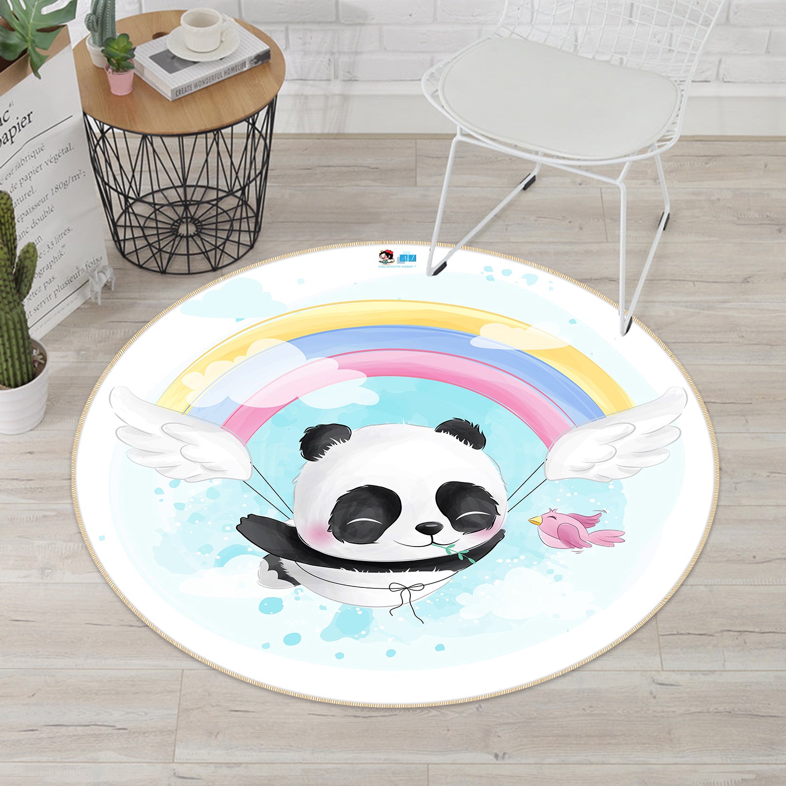 3D Rainbow Panda 75005 Round Non Slip Rug Mat