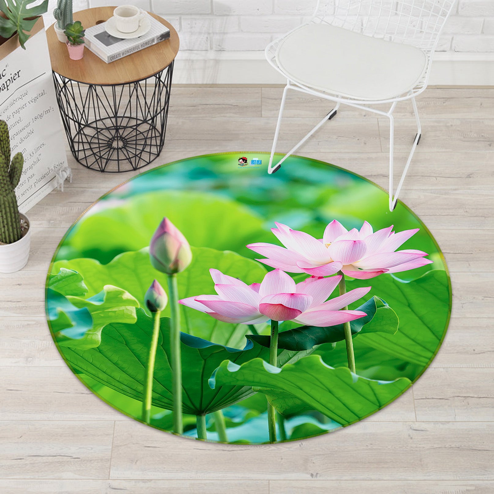 3D Lotus 71133 Round Non Slip Rug Mat