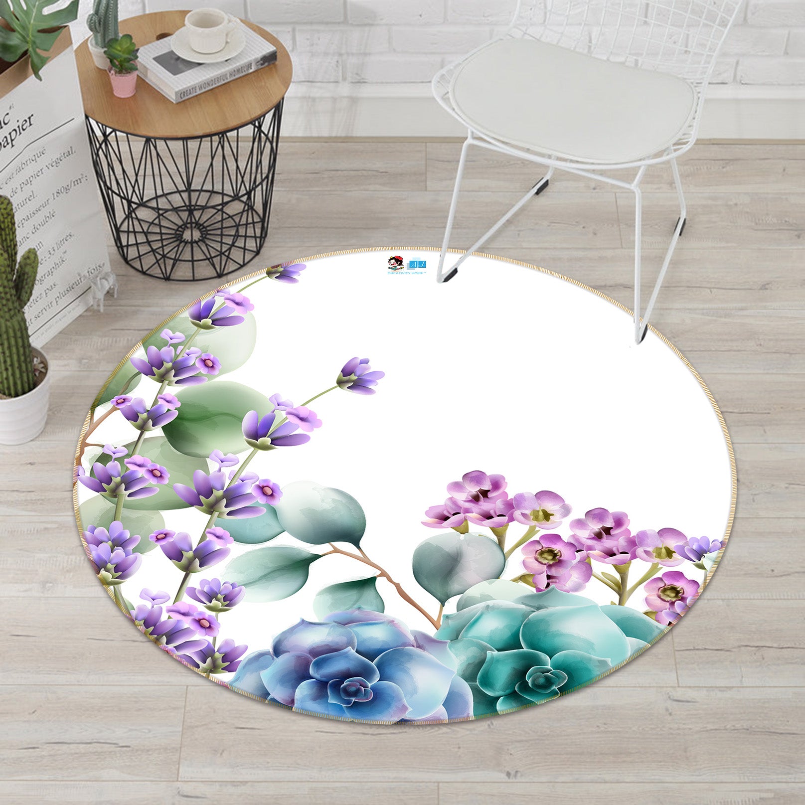 3D Flowers 81110 Round Non Slip Rug Mat