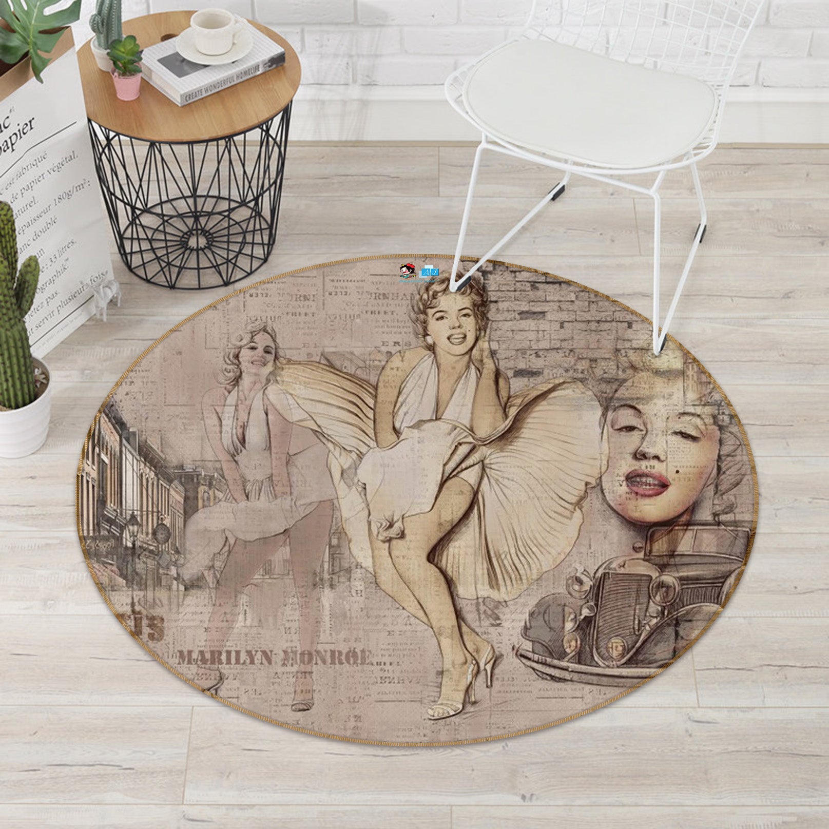 3D Marilyn Monroe 74023 Round Non Slip Rug Mat