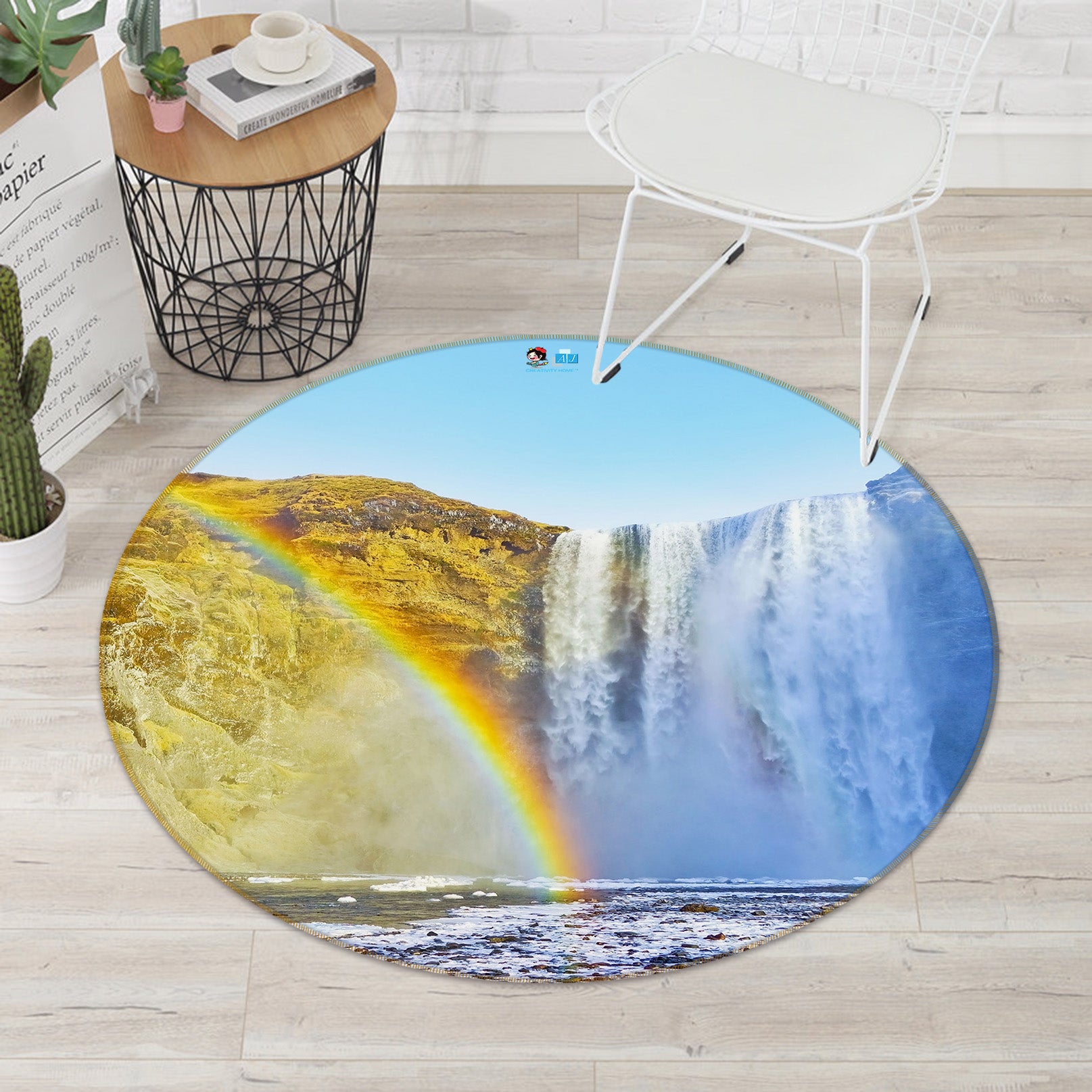 3D Rainbow Falls 69107 Round Non Slip Rug Mat