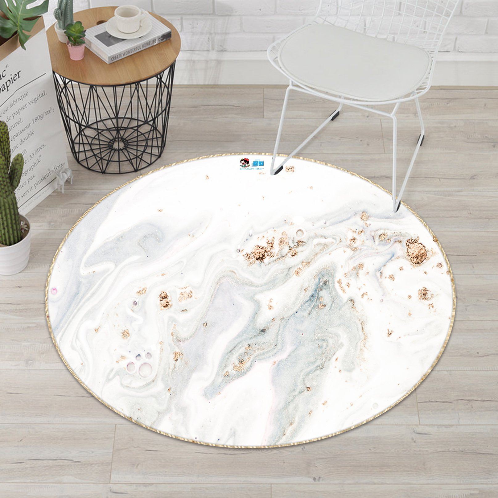 3D Simple White Pattern 1672 Round Non Slip Rug Mat Mat AJ Creativity Home