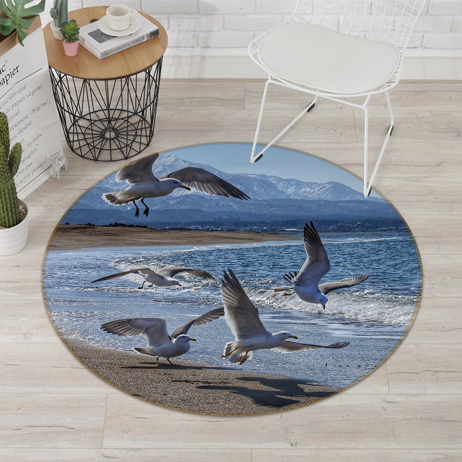 3D Sea Seagull 017 Animal Round Non Slip Rug Mat Mat AJ Creativity Home