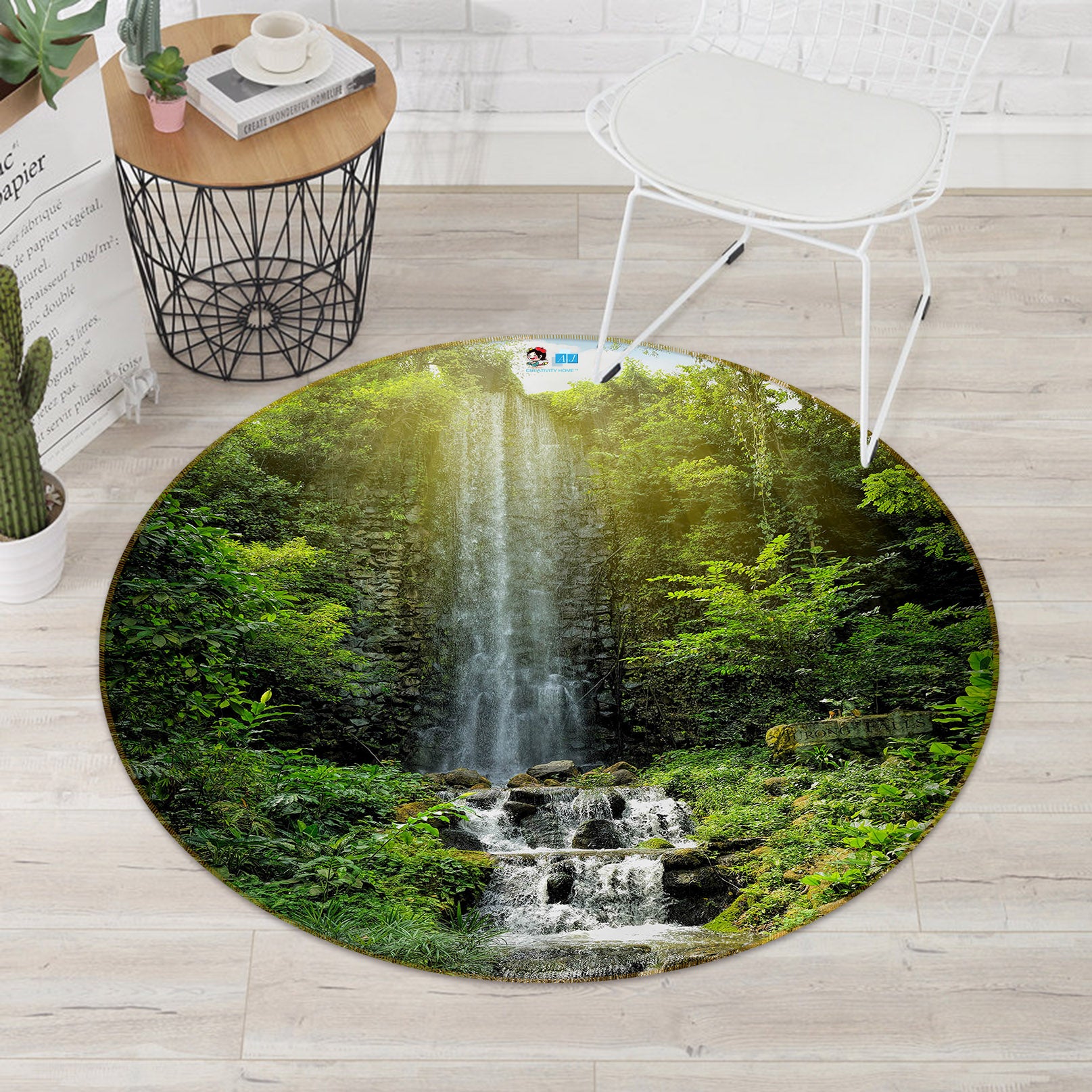 3D Waterfall 69101 Round Non Slip Rug Mat
