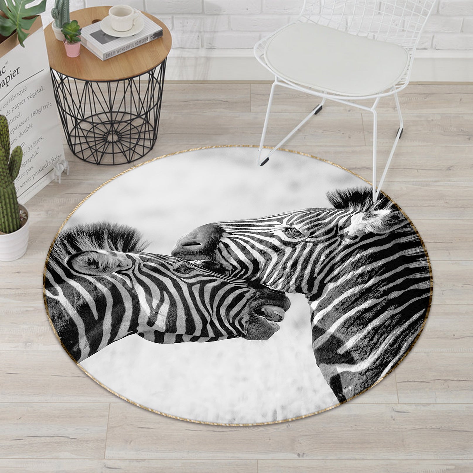 3D Zebras 82292 Animal Round Non Slip Rug Mat
