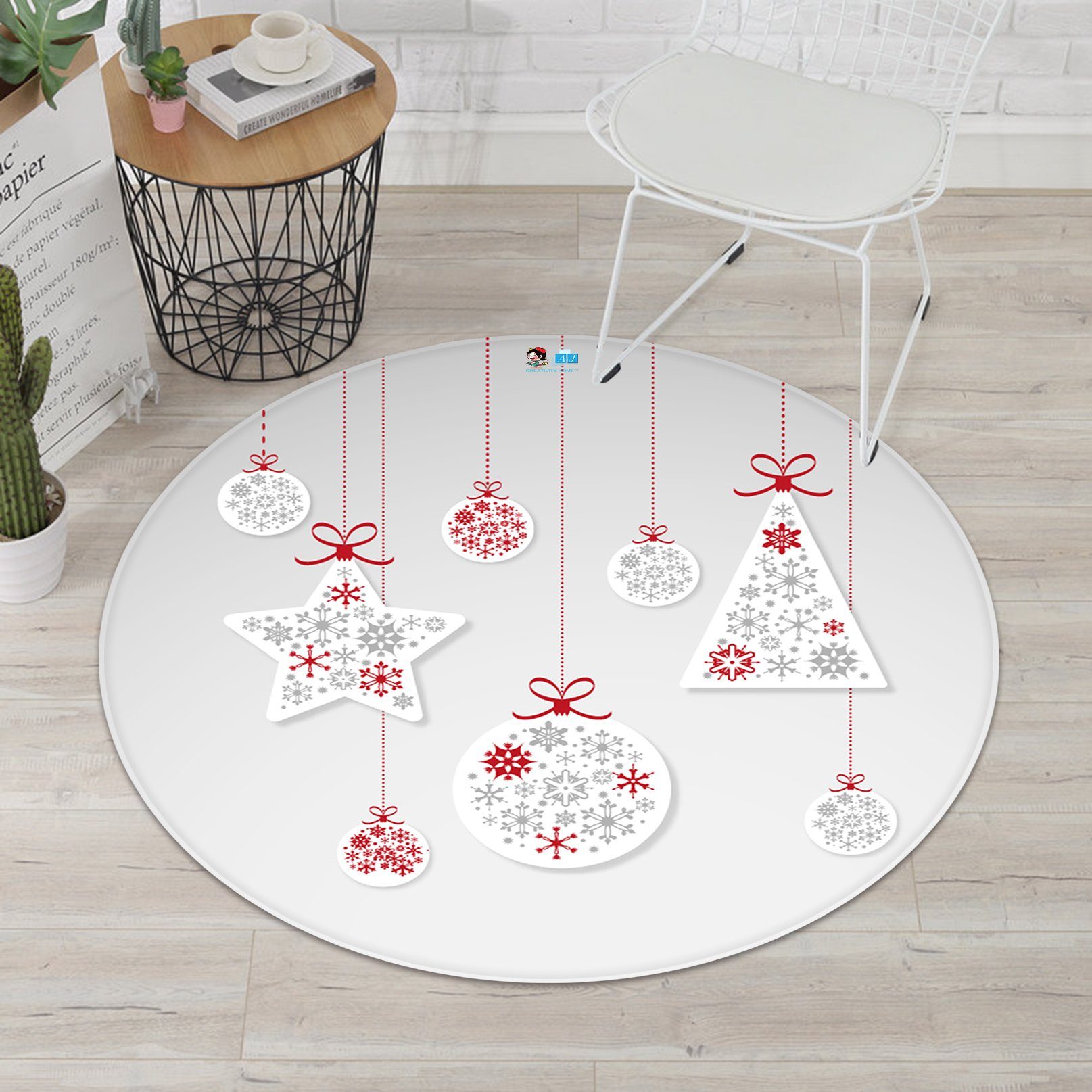 3D Snowflake Pattern Ornament 055 Round Non Slip Rug Mat Mat AJ Creativity Home