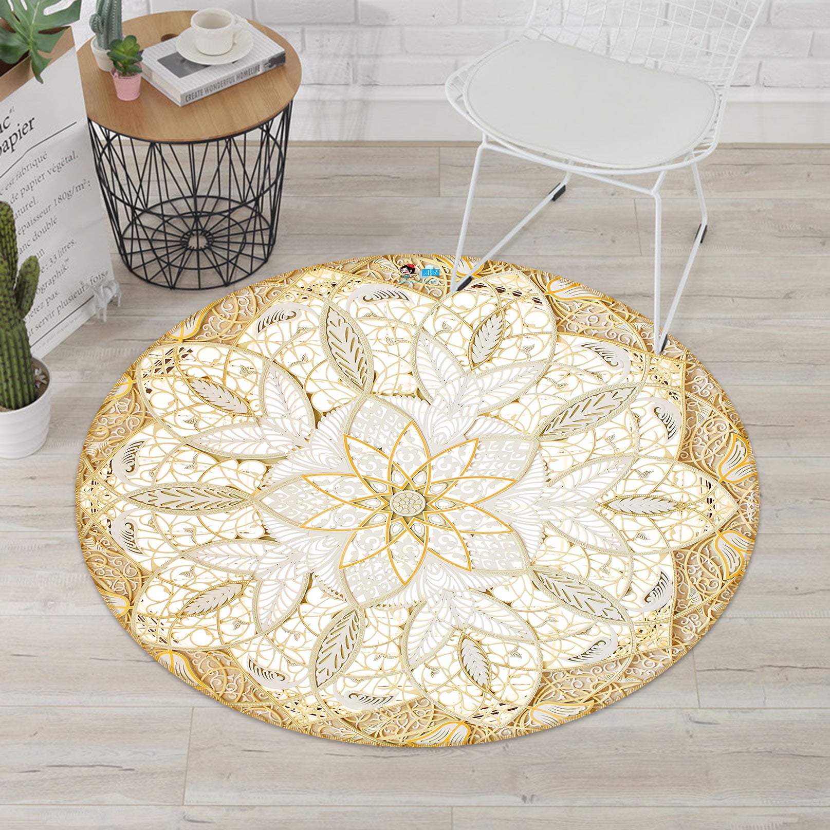 3D Ceiling Pattern 72147 Round Non Slip Rug Mat