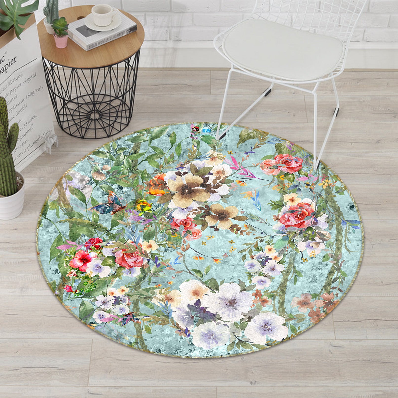 3D Flowers 71248 Round Non Slip Rug Mat