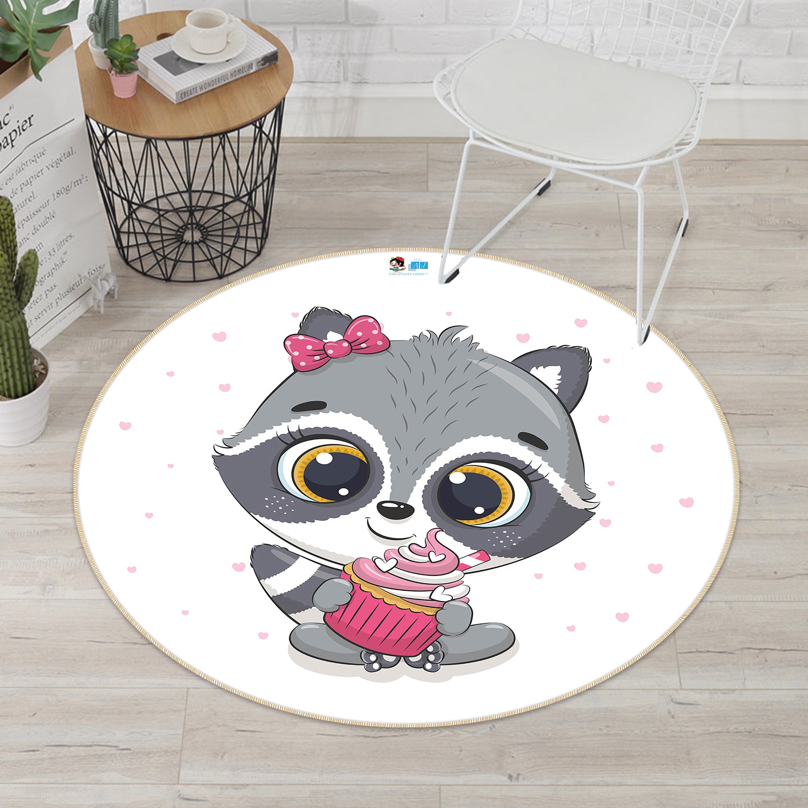 3D Cartoon Civet Cat 74214 Round Non Slip Rug Mat