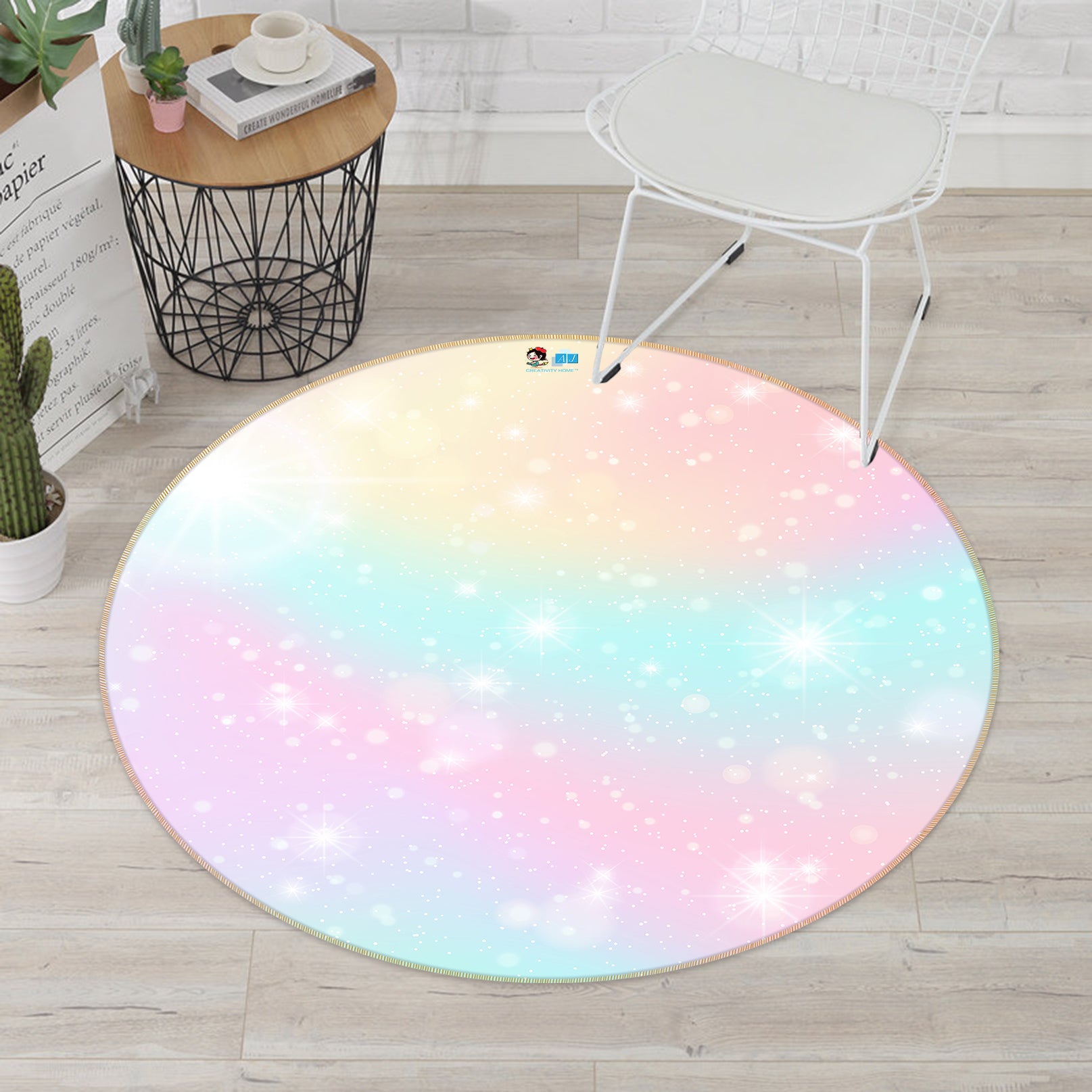 3D Color Star Point 81026 Round Non Slip Rug Mat