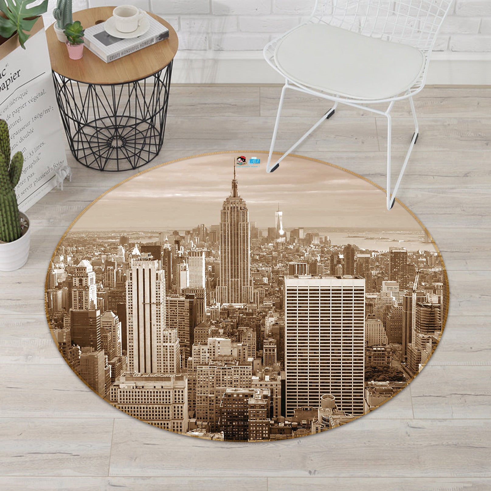 3D High-Rise Building 64052 Round Non Slip Rug Mat