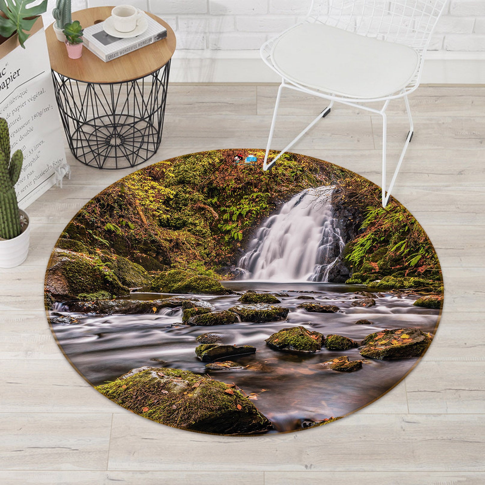 3D River Stones 69115 Round Non Slip Rug Mat