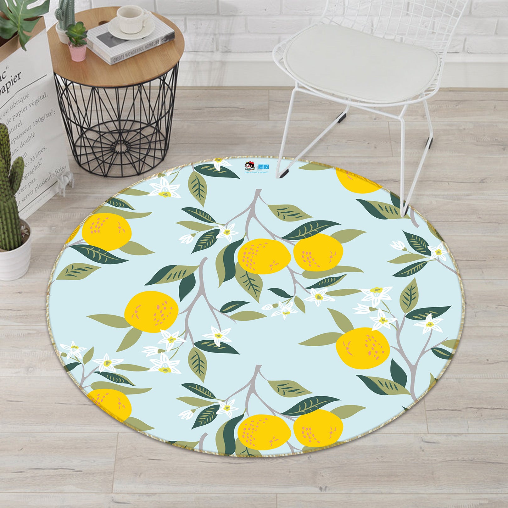 3D Lemon 64179 Round Non Slip Rug Mat