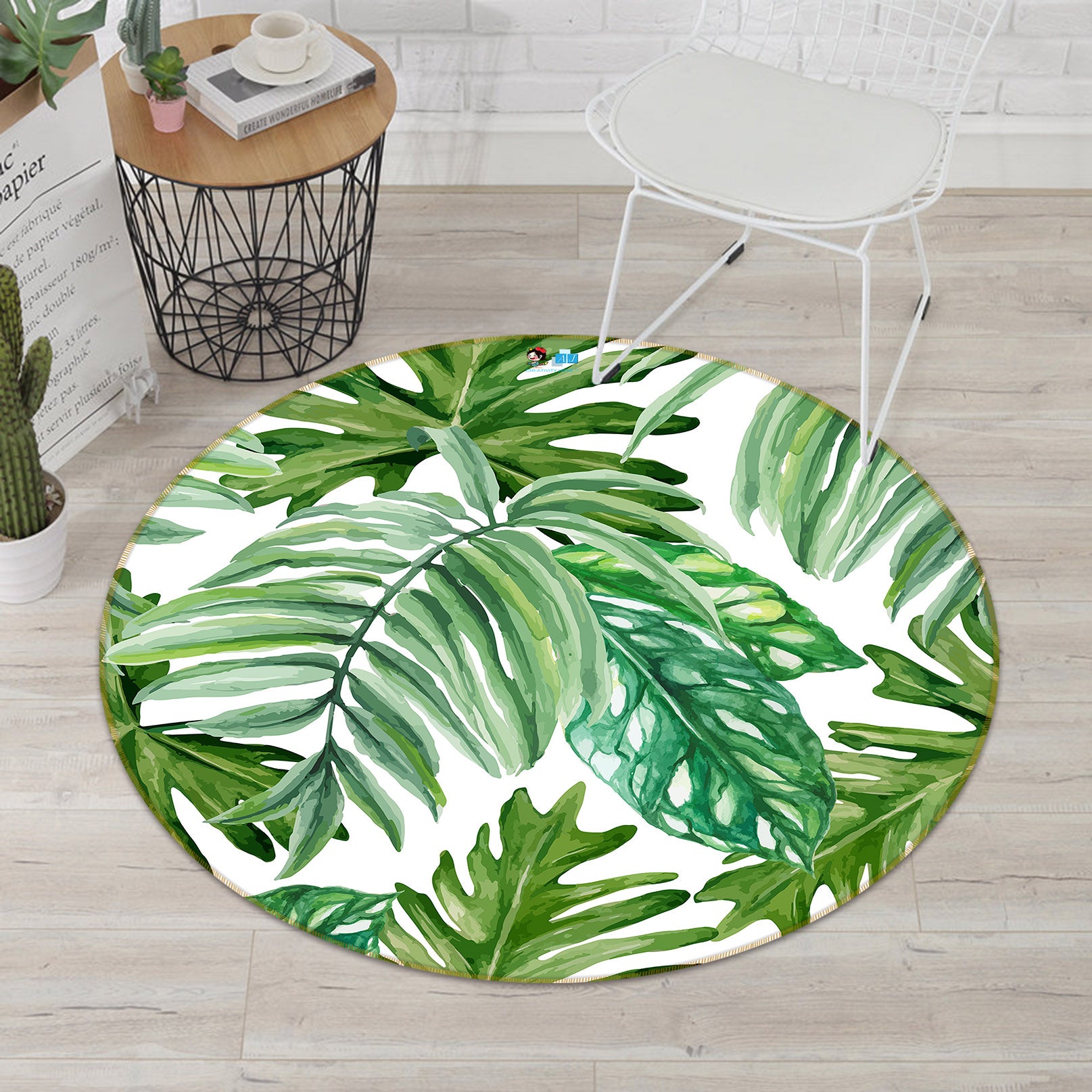 3D Leaves 72102 Round Non Slip Rug Mat