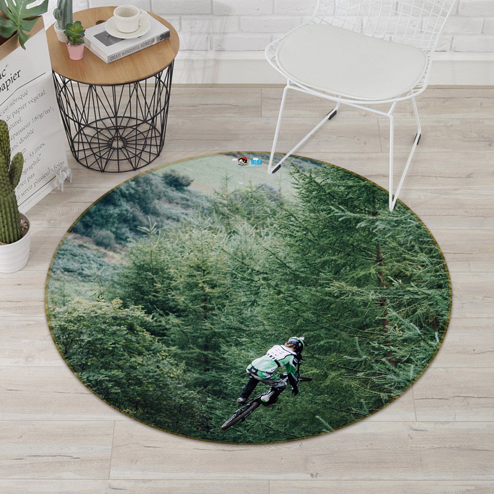 3D Woods Bike 133 Round Non Slip Rug Mat Mat AJ Creativity Home