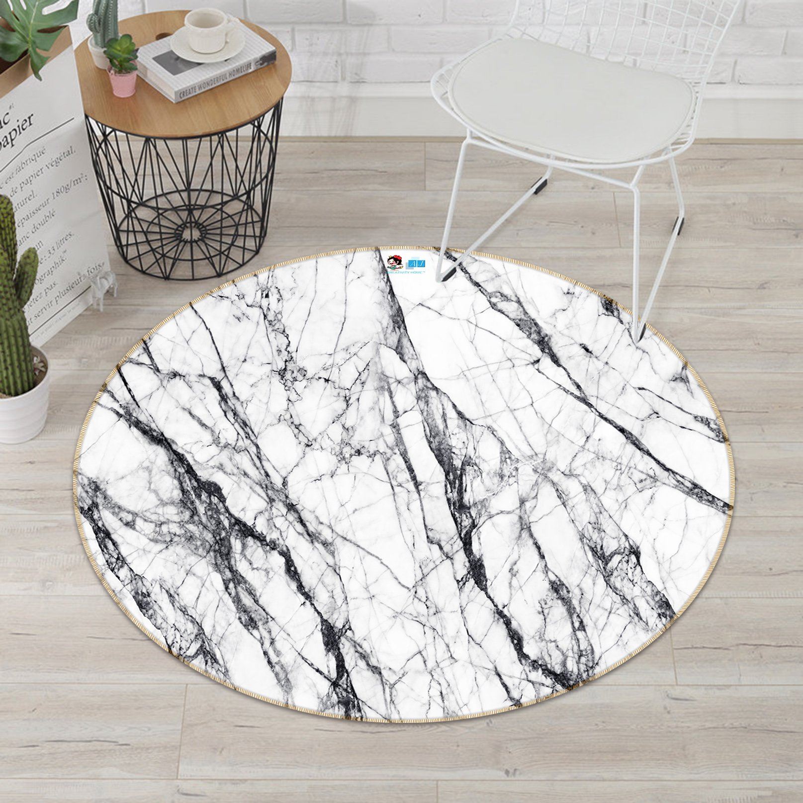 3D White Marble Texture 468 Round Non Slip Rug Mat Mat AJ Creativity Home