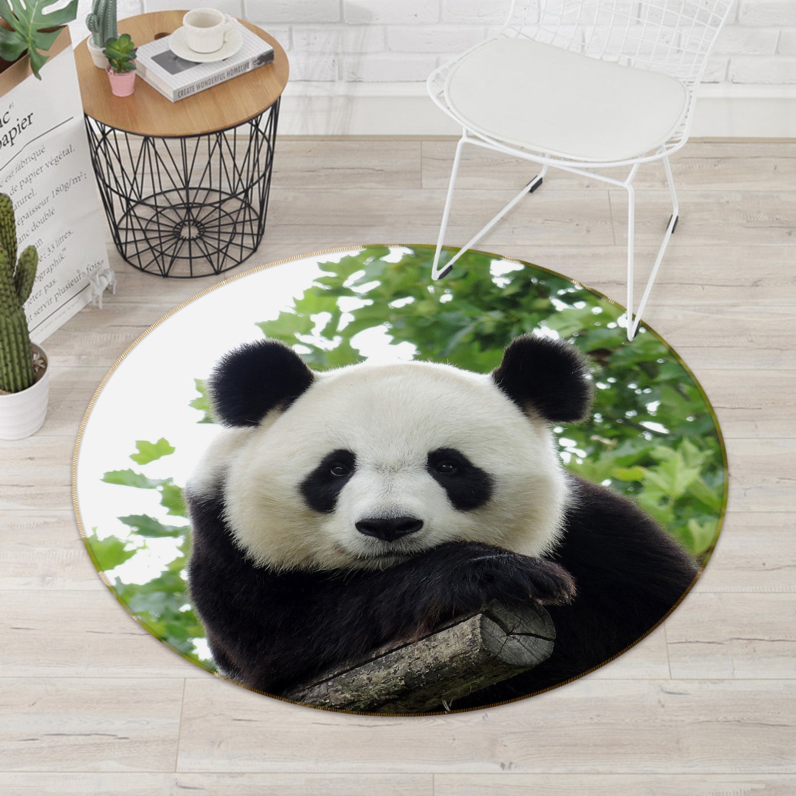3D Panda 37232 Animal Round Non Slip Rug Mat