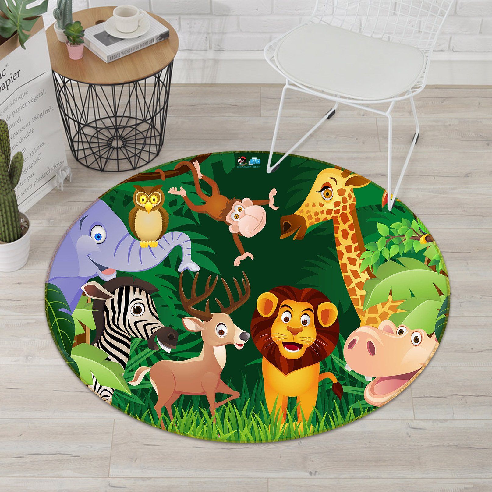 3D Cartoon Lion 069 Round Non Slip Rug Mat Mat AJ Creativity Home