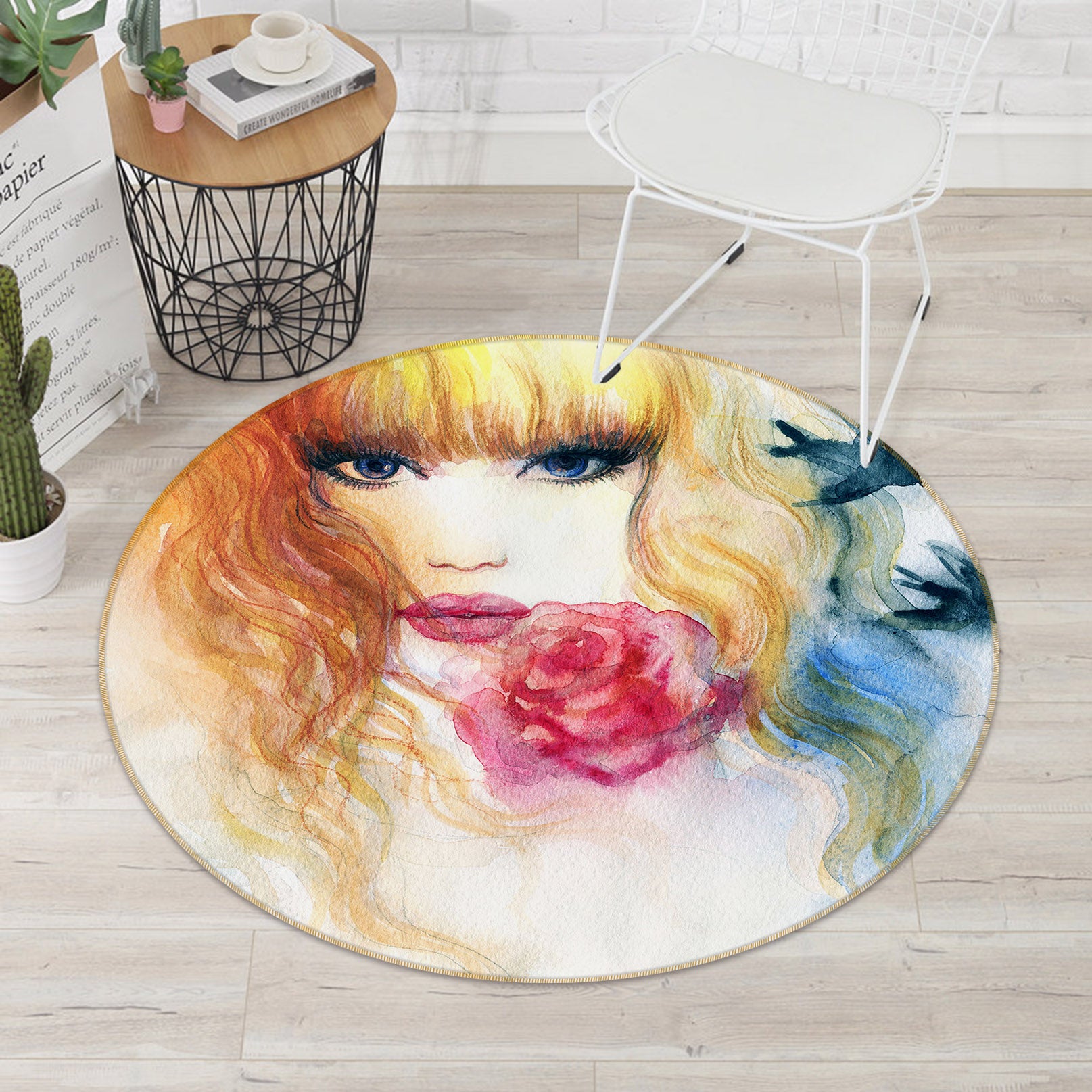 3D Flower Beauty 36221 Round Non Slip Rug Mat