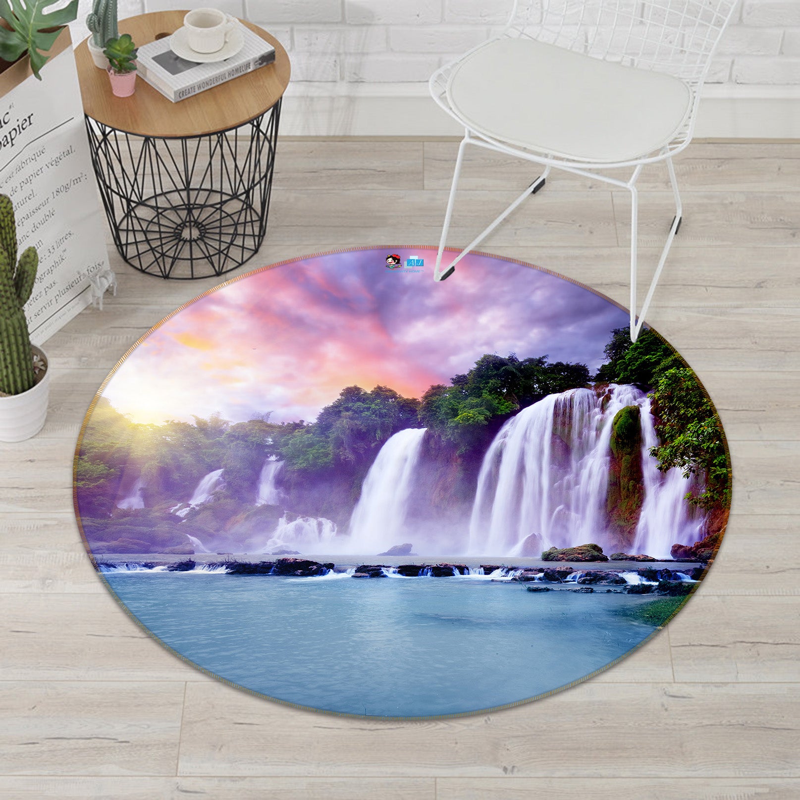 3D Waterfall 66178 Round Non Slip Rug Mat