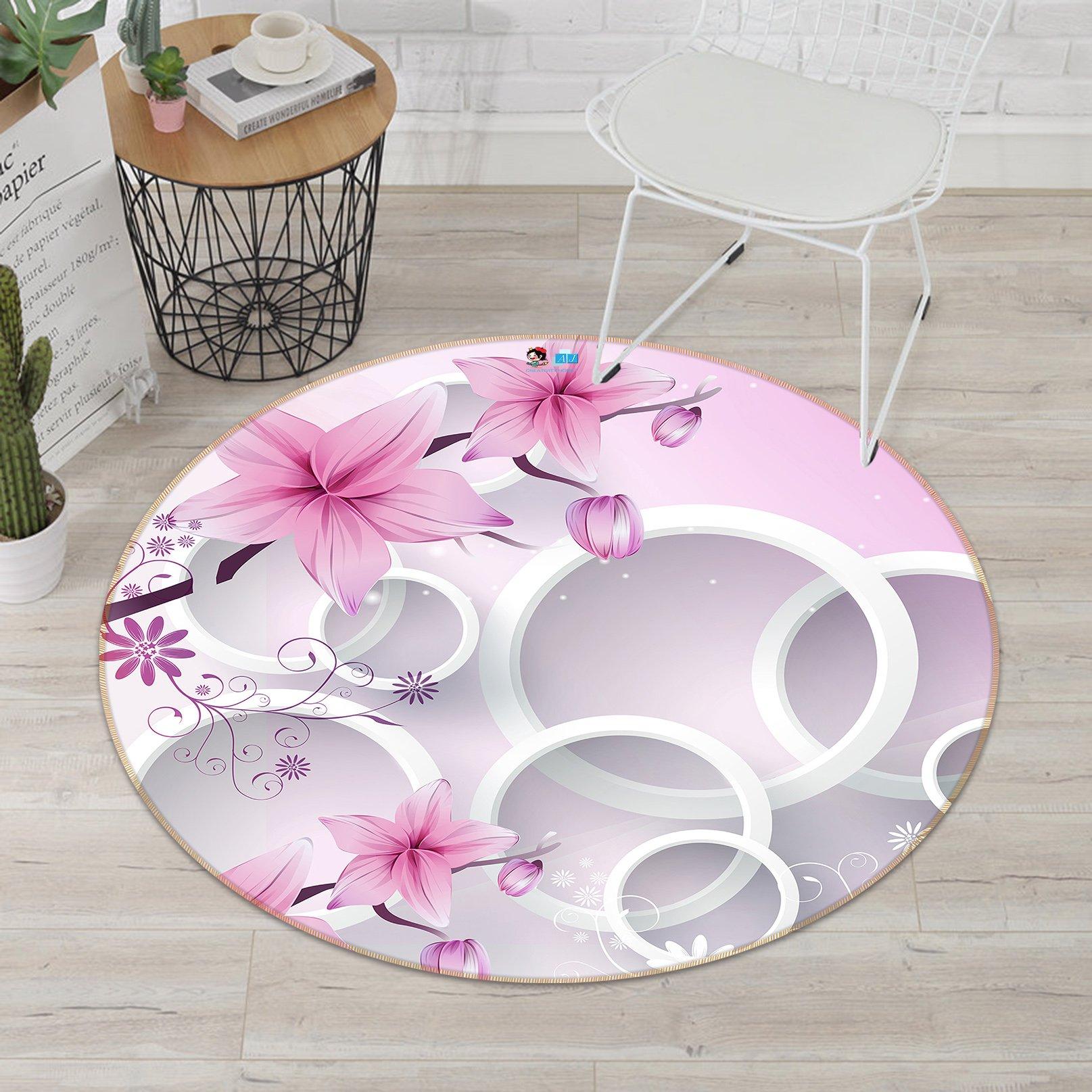 3D Round Flower 021 Round Non Slip Rug Mat Mat AJ Creativity Home