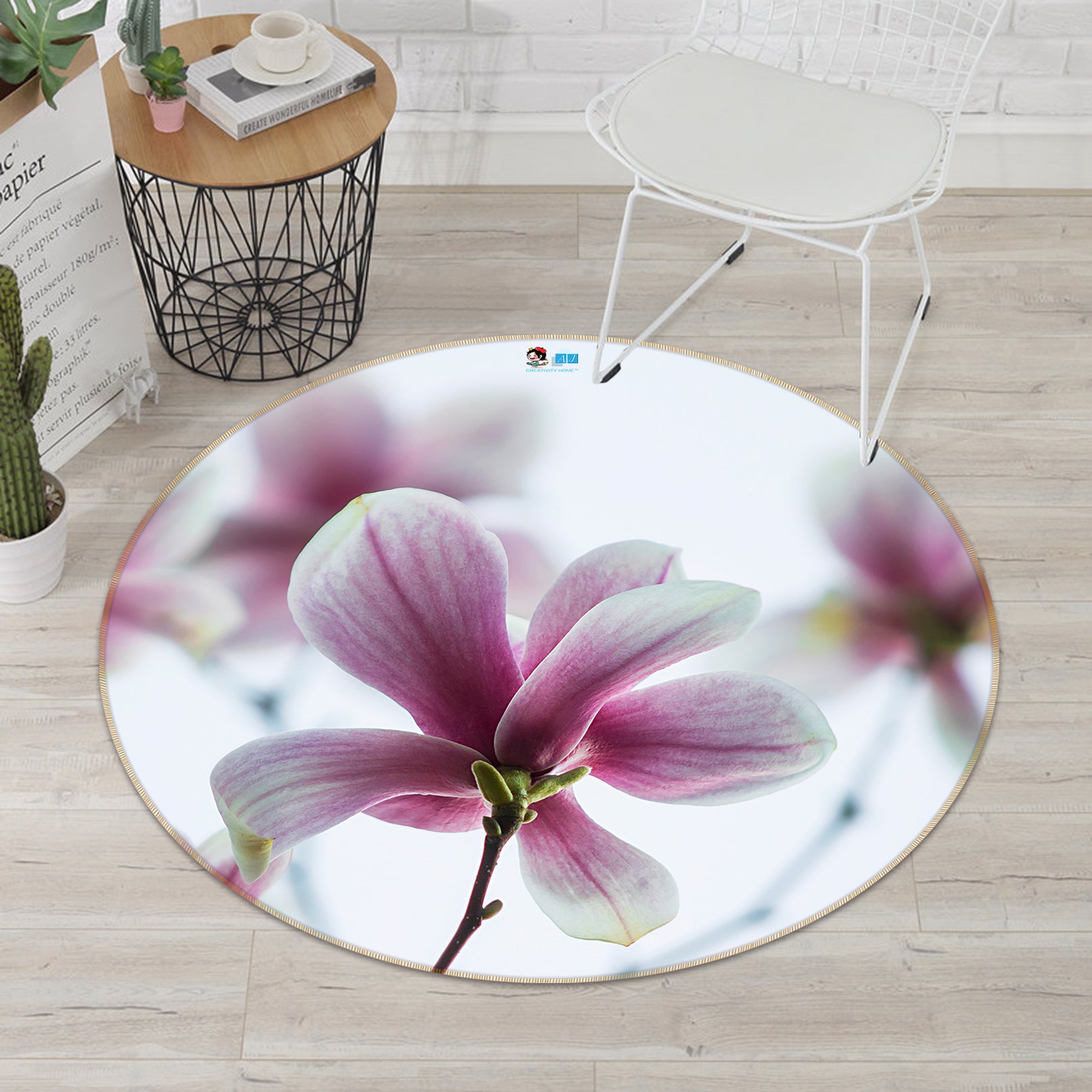 3D Flowers 85121 Jerry LoFaro Rug Round Non Slip Rug Mat