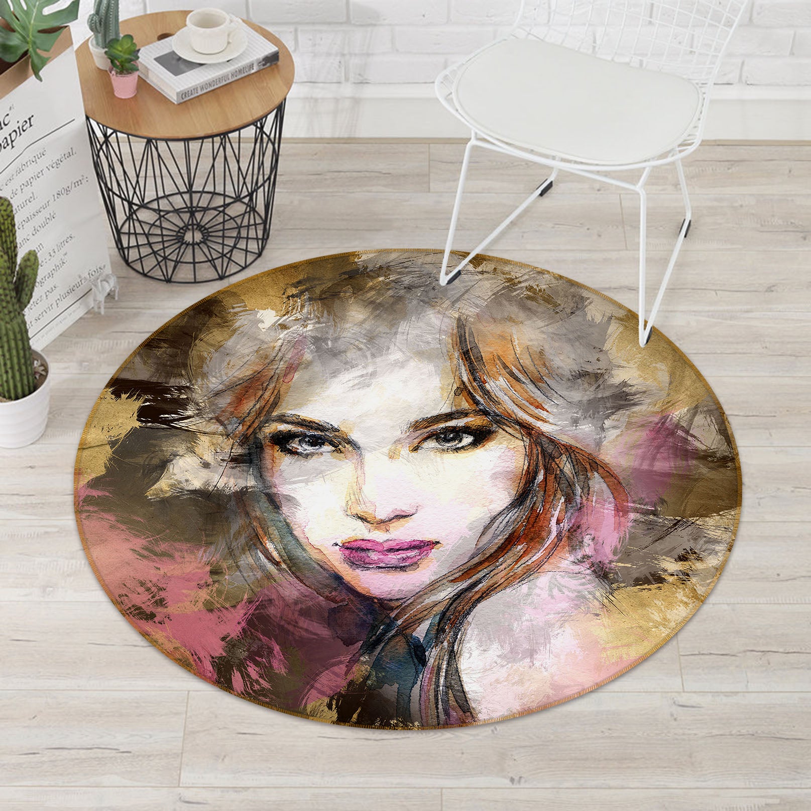 3D Beauty Female 36212 Round Non Slip Rug Mat