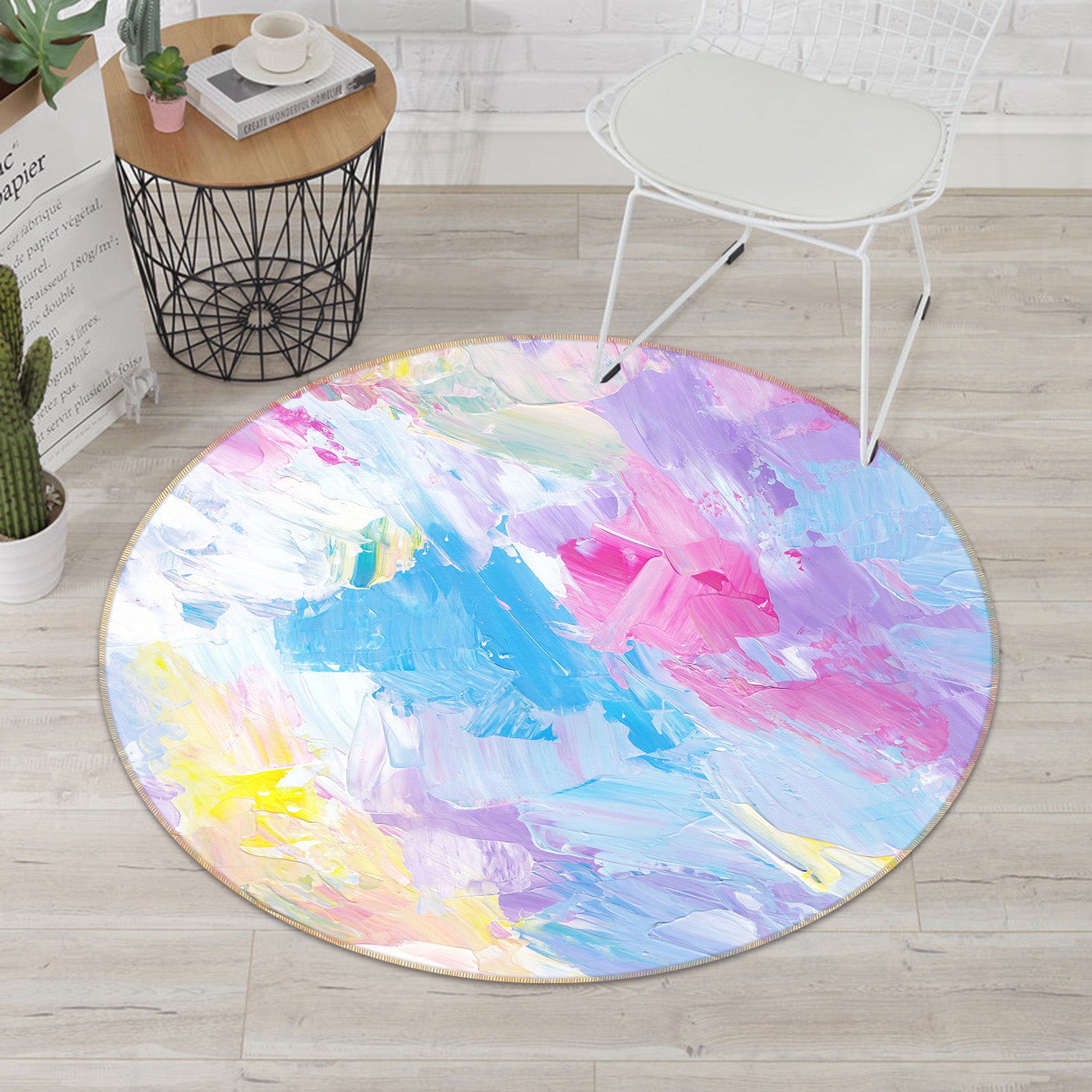 3D Color 71202 Round Non Slip Rug Mat