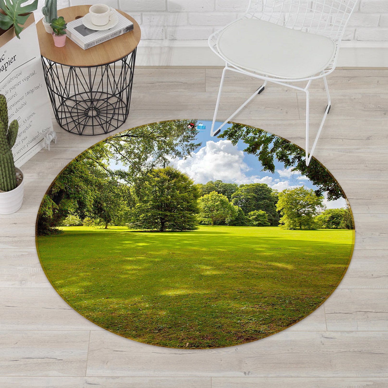 3D Grass Forest 80207 Round Non Slip Rug Mat
