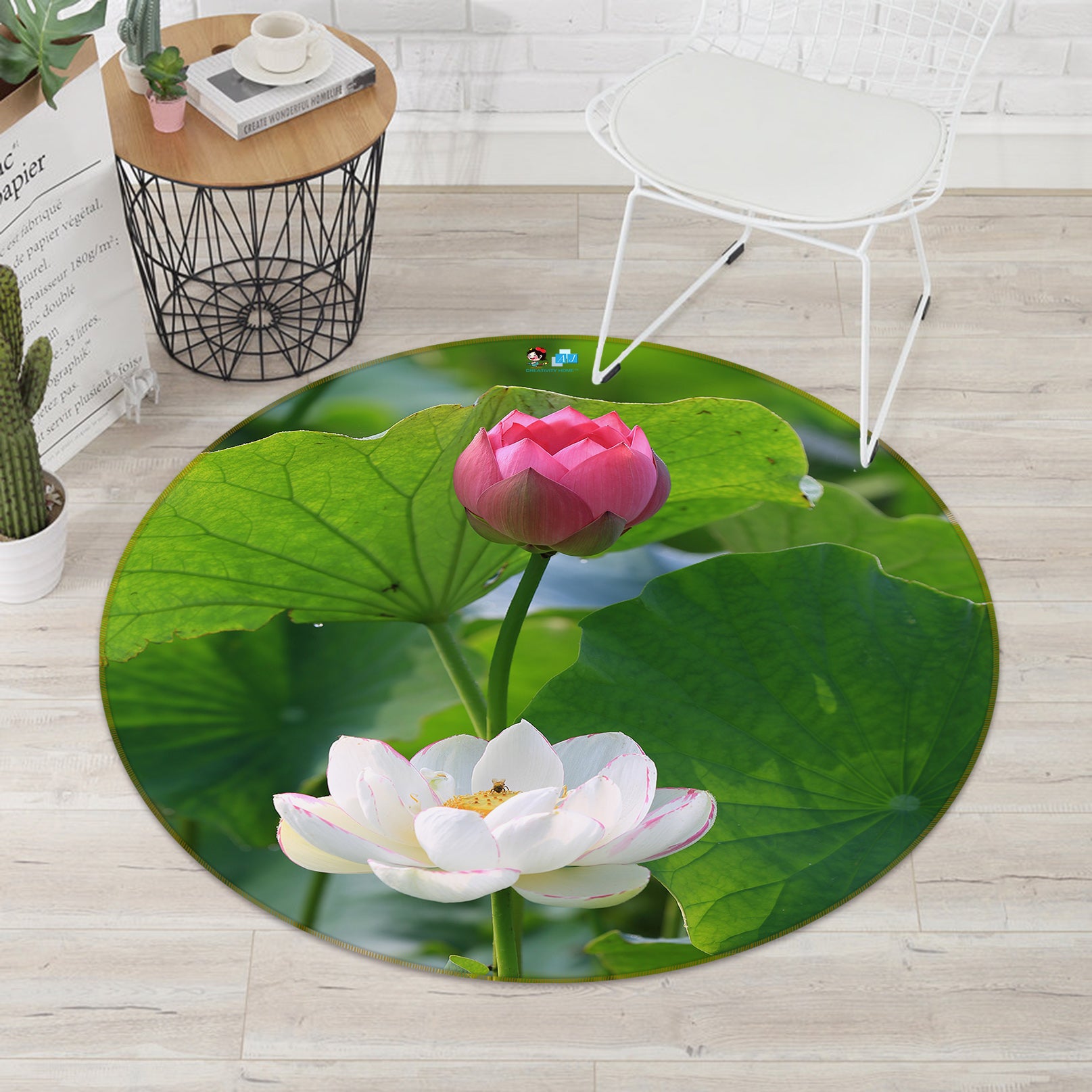 3D Lotus 69209 Round Non Slip Rug Mat