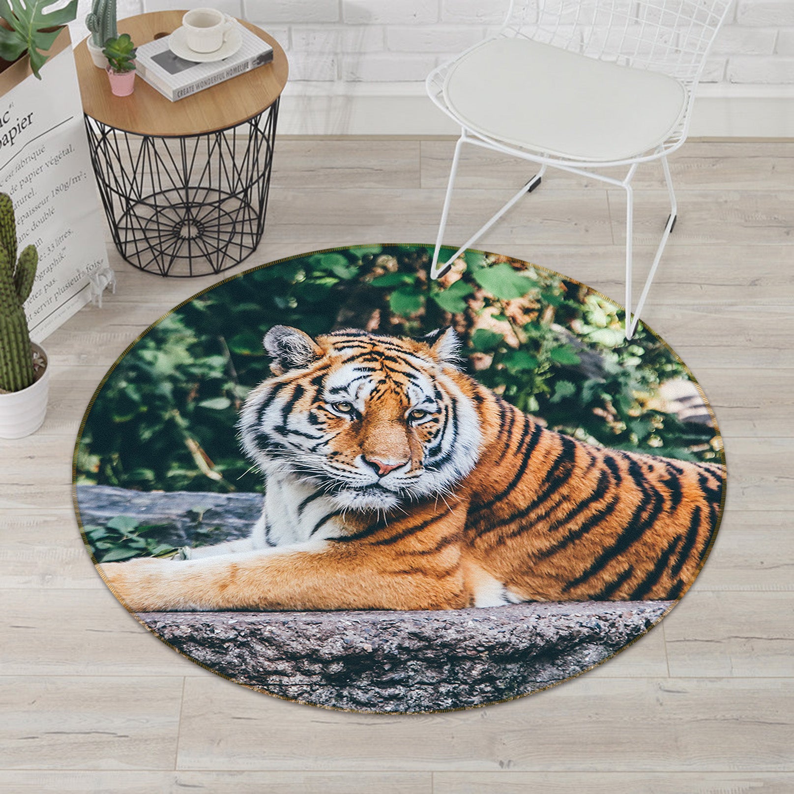 3D Tiger 82193 Animal Round Non Slip Rug Mat