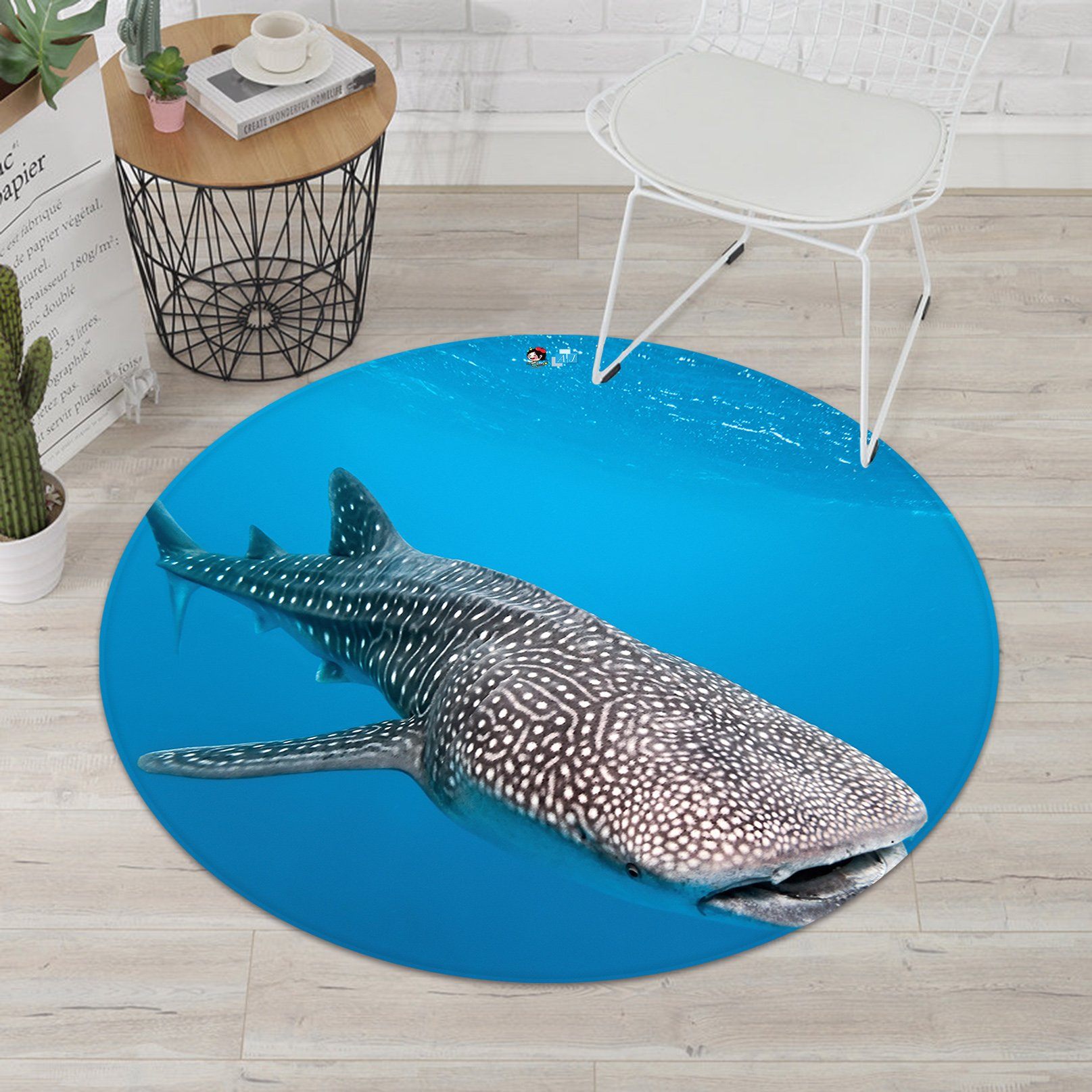 3D Shark 7203 Round Non Slip Rug Mat Mat AJ Creativity Home