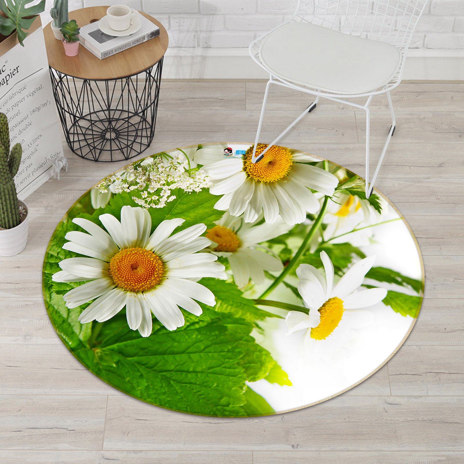 3D Bloom Chrysanthemum 068 Round Non Slip Rug Mat Mat AJ Creativity Home