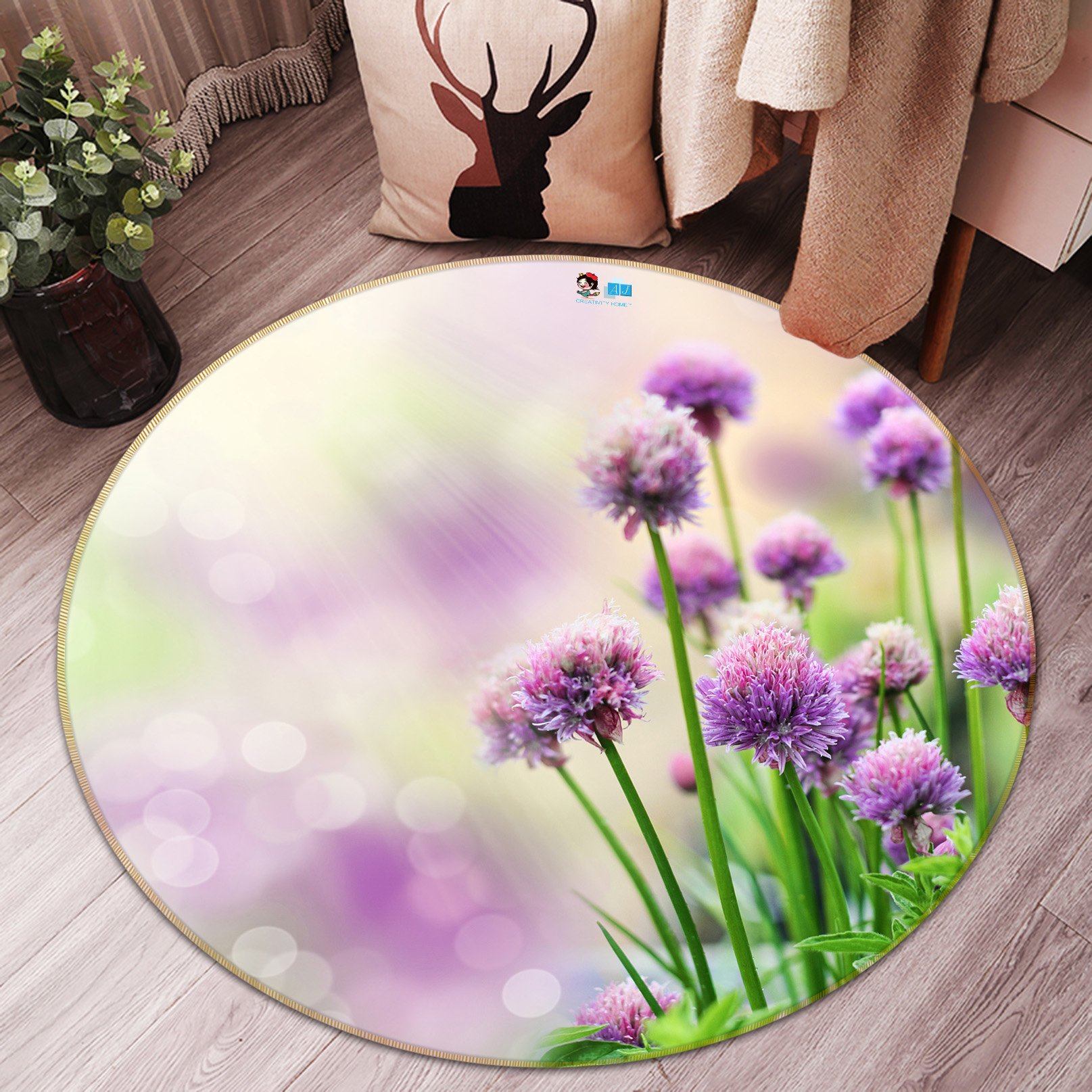 3D Violet Grass 001 Round Non Slip Rug Mat Mat AJ Creativity Home