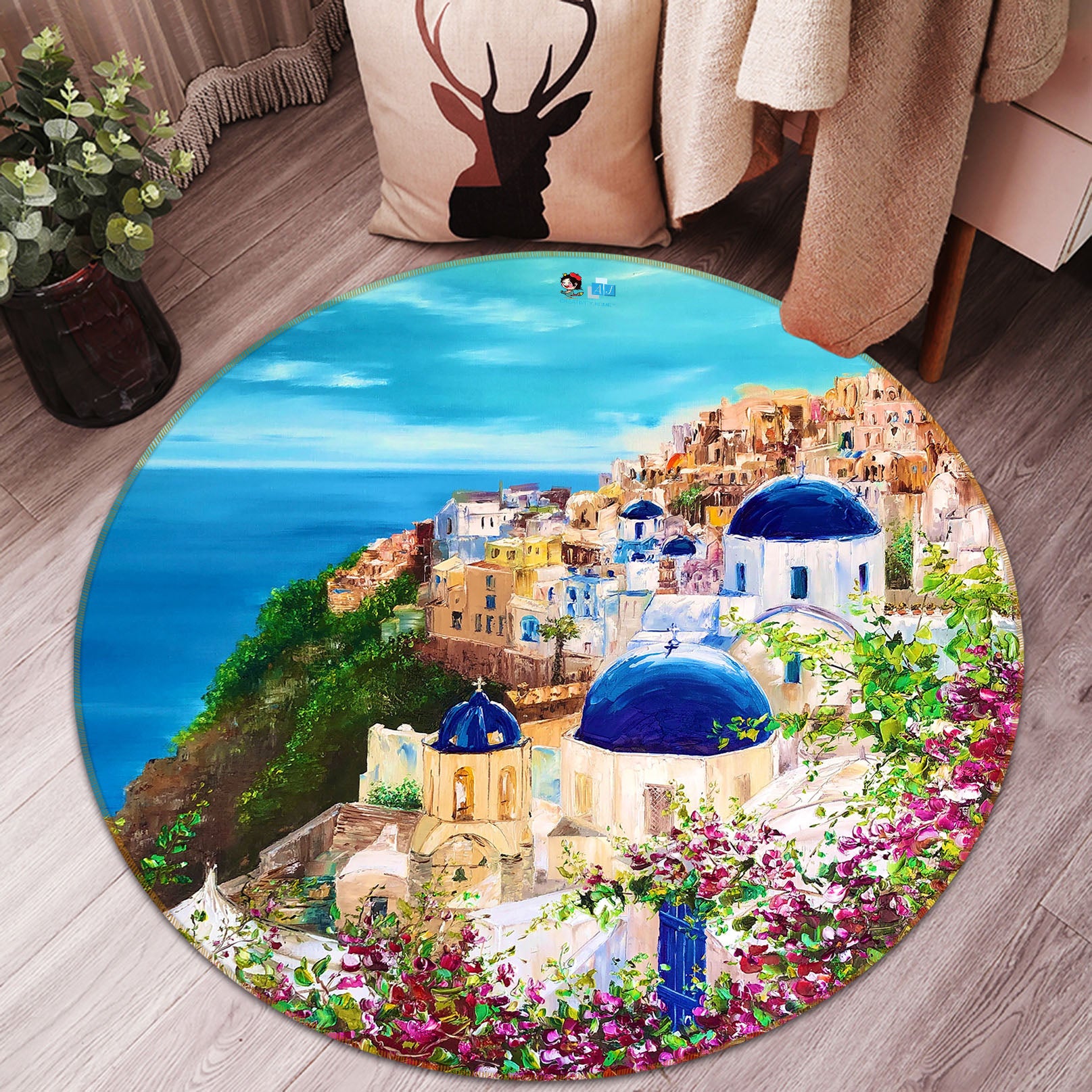 3D Ocean House Painting 922 Skromova Marina Rug Round Non Slip Rug Mat