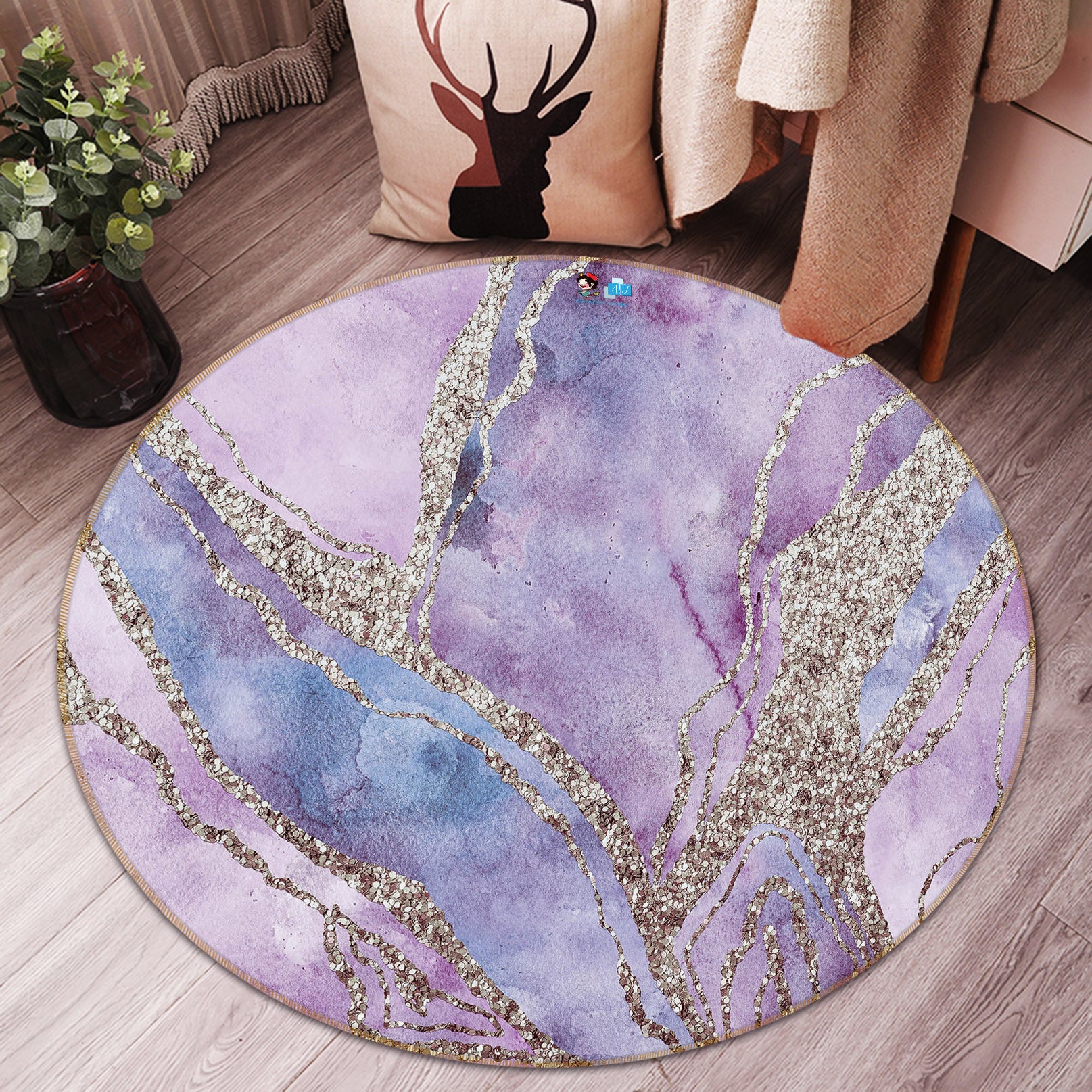 3D Light Purple Pattern 83069 Andrea haase Rug Round Non Slip Rug Mat